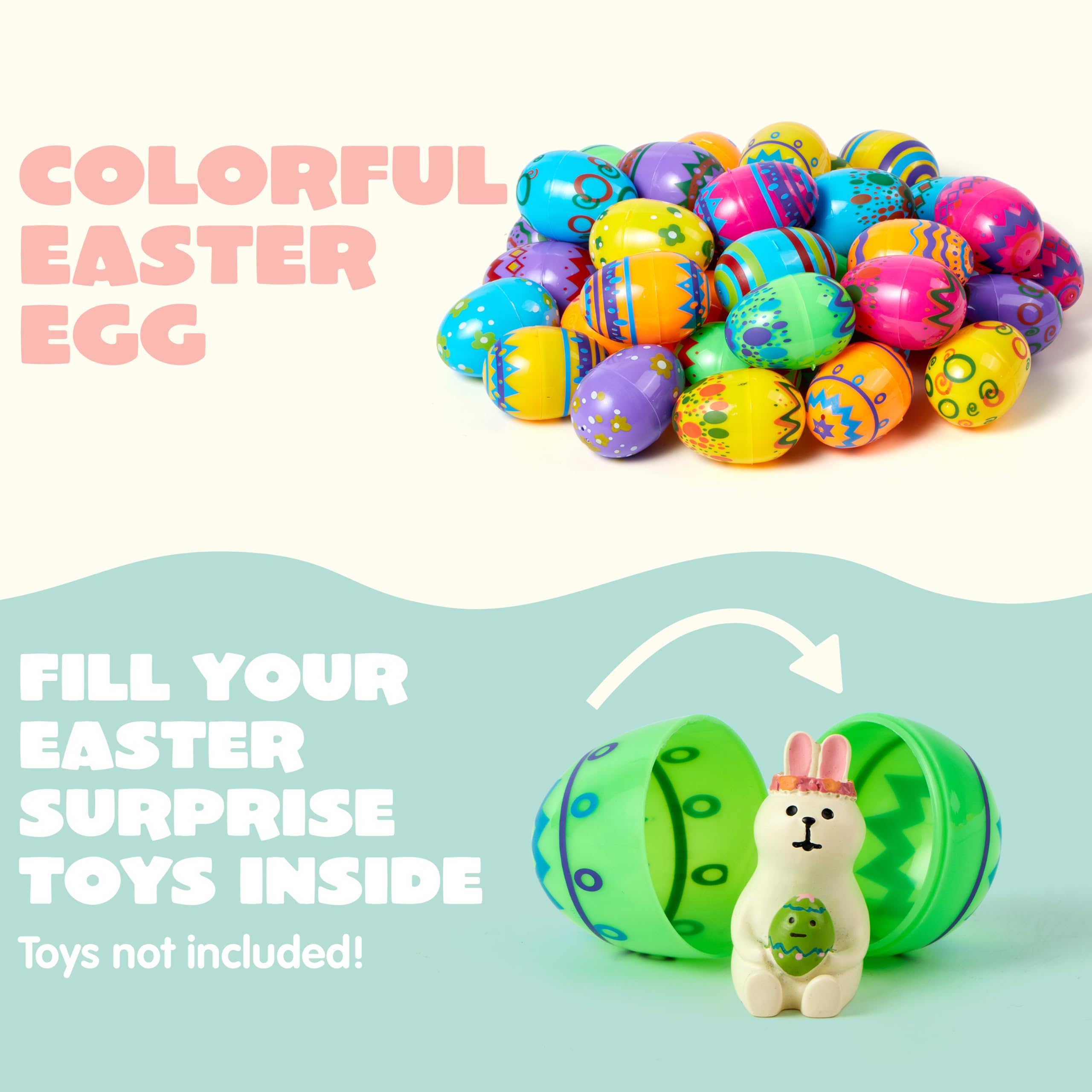 JOYIN 24 Pcs 2.3 Inch Printed Fillable Plastic Easter Eggs - Image 4