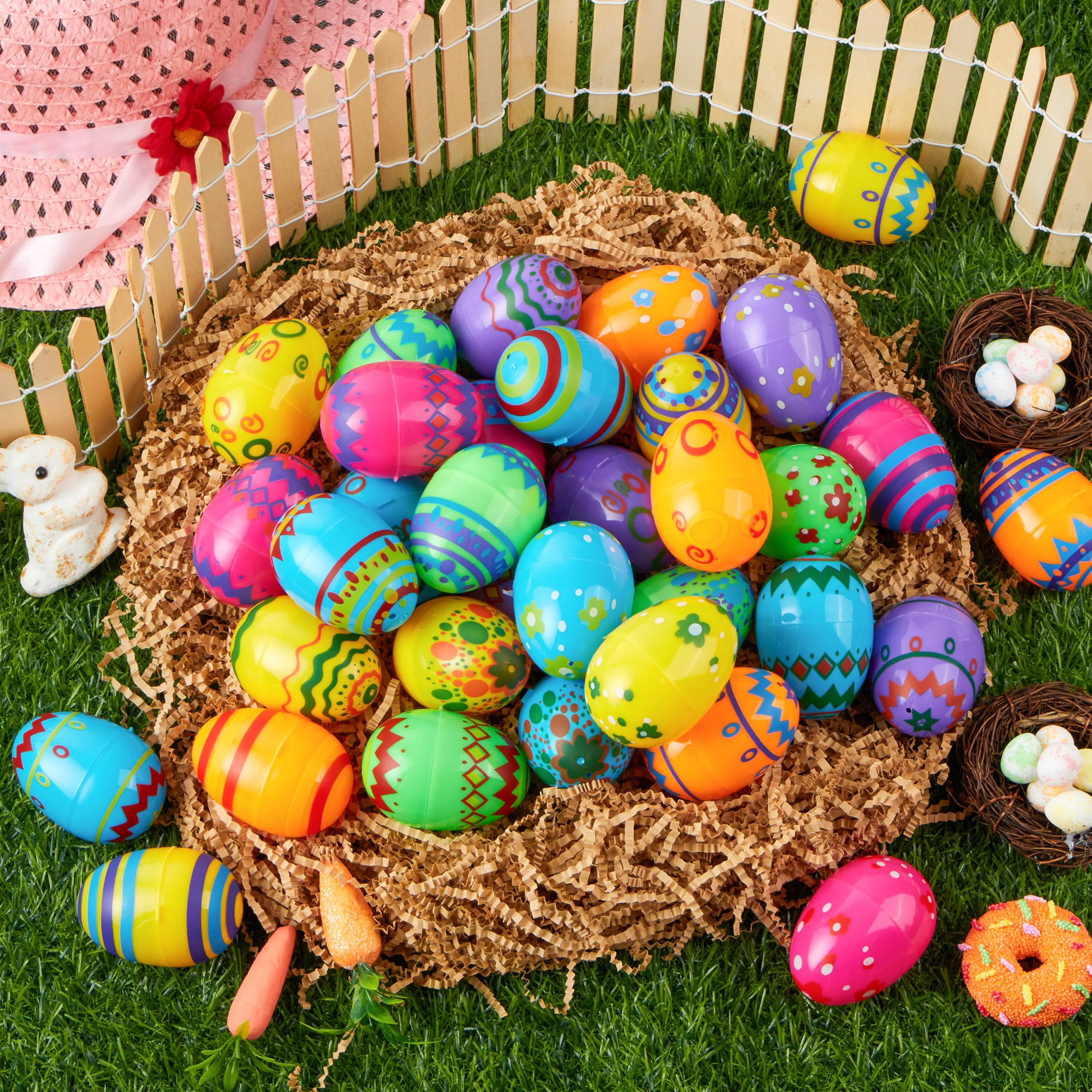 JOYIN 24 Pcs 2.3 Inch Printed Fillable Plastic Easter Eggs - Image 6
