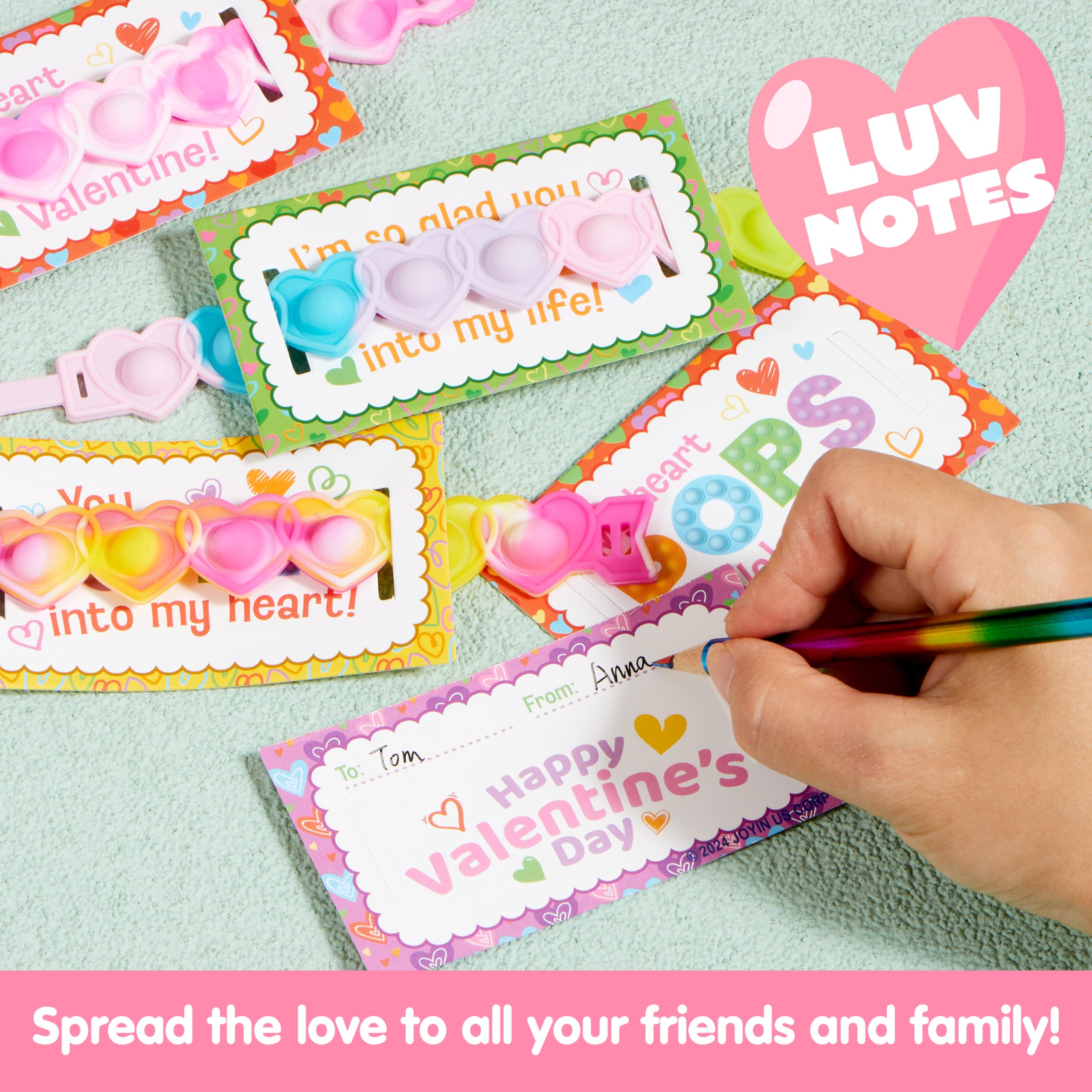 JOYIN 28 PCS Valentines Day Stress Relief Pop Bubble Fidget Toys with Heart Pop Fidget Bracelets
