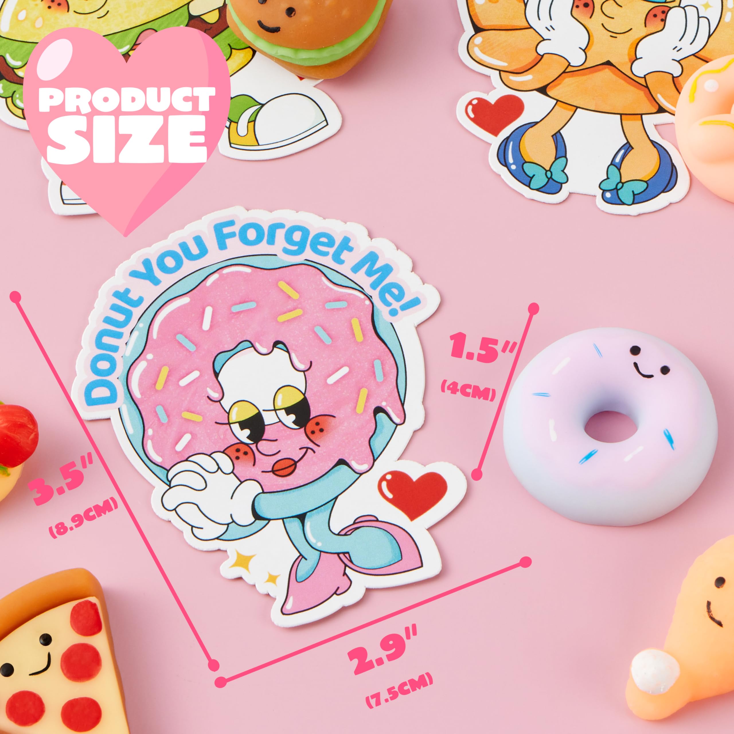 JOYIN 28 Packs Valentines 14 Designs Kawaii Desserts Style Stress Relief Fidget Toy with Card - Image 4