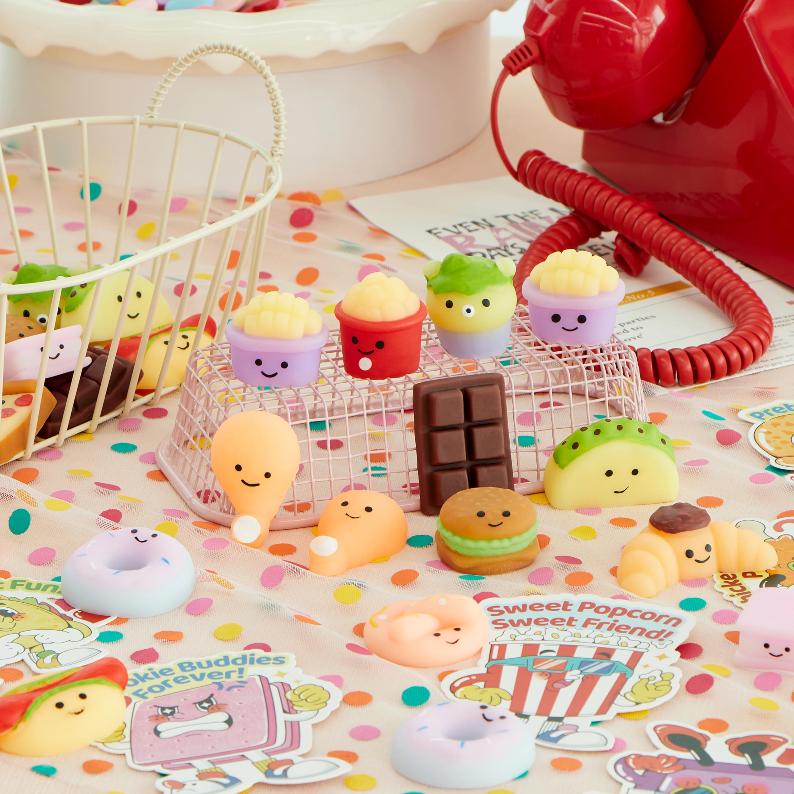 JOYIN 28 Packs Valentines 14 Designs Kawaii Desserts Style Stress Relief Fidget Toy with Card - Image 7