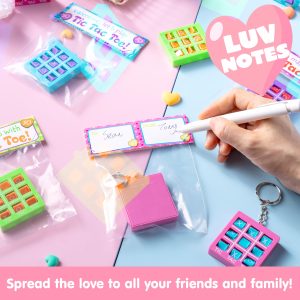 JOYIN 28 Pcs Valentines Day Plastic Tic Tac Toe Game Favors with 4 Colors for Kids Goodie Bag Stuffers