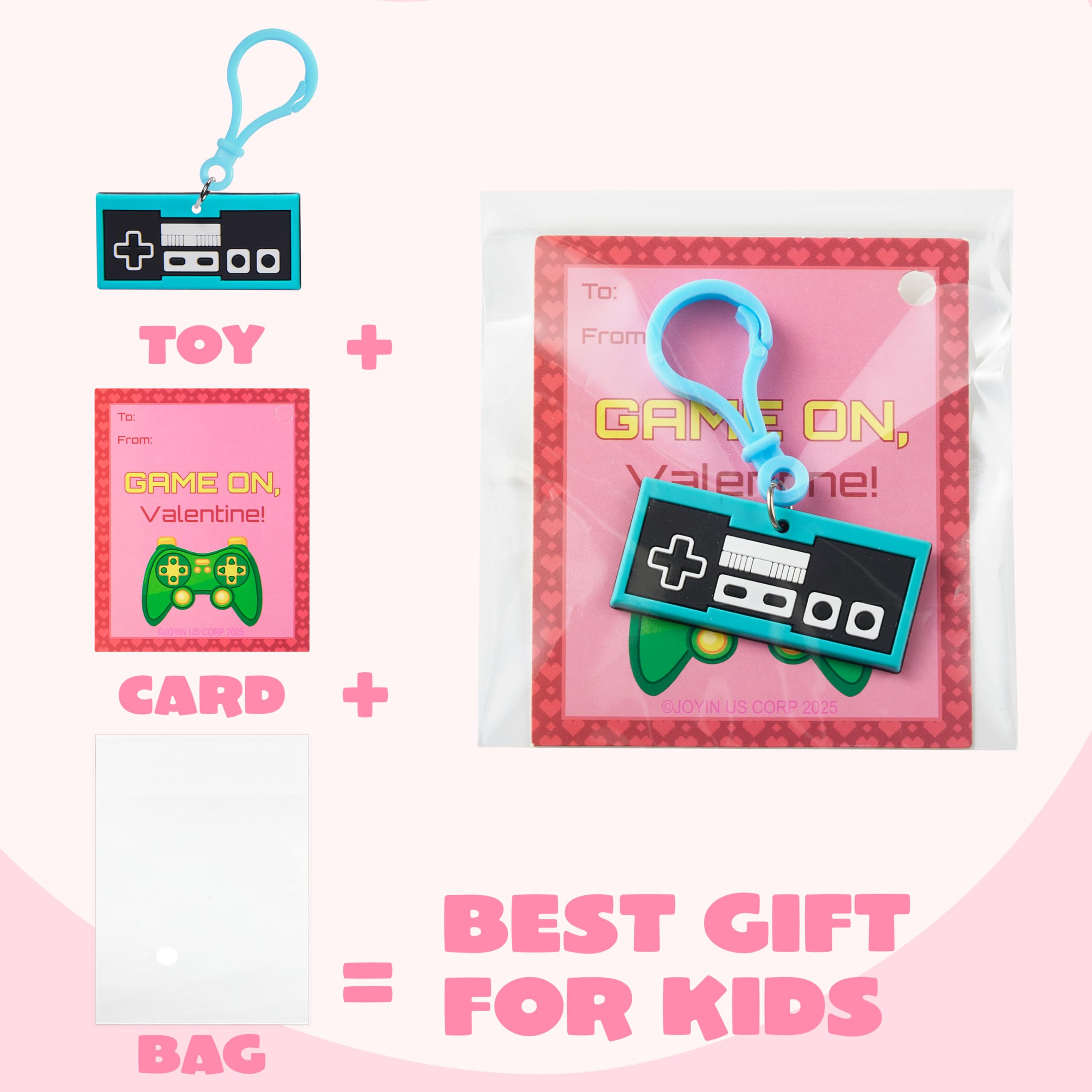 JOYIN 28 Pcs Video Game Keychains, Multi Colored Keychains & Cards with 7 Designs - Valentines Day Gift - Image 5