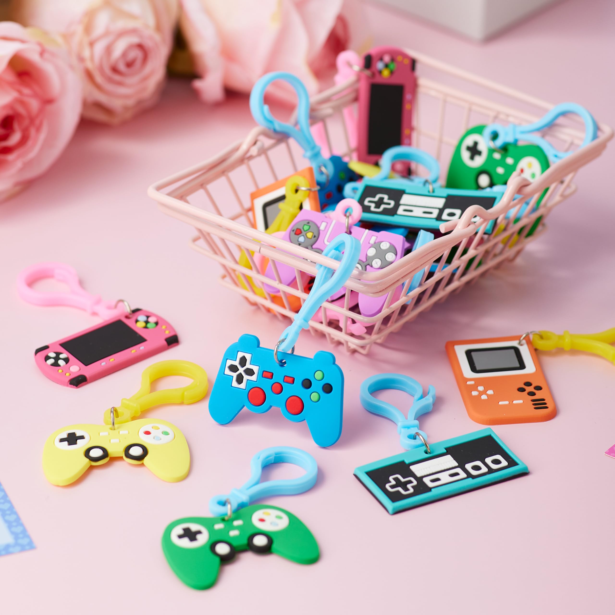 JOYIN 28 Pcs Video Game Keychains, Multi Colored Keychains & Cards with 7 Designs - Valentines Day Gift - Image 7