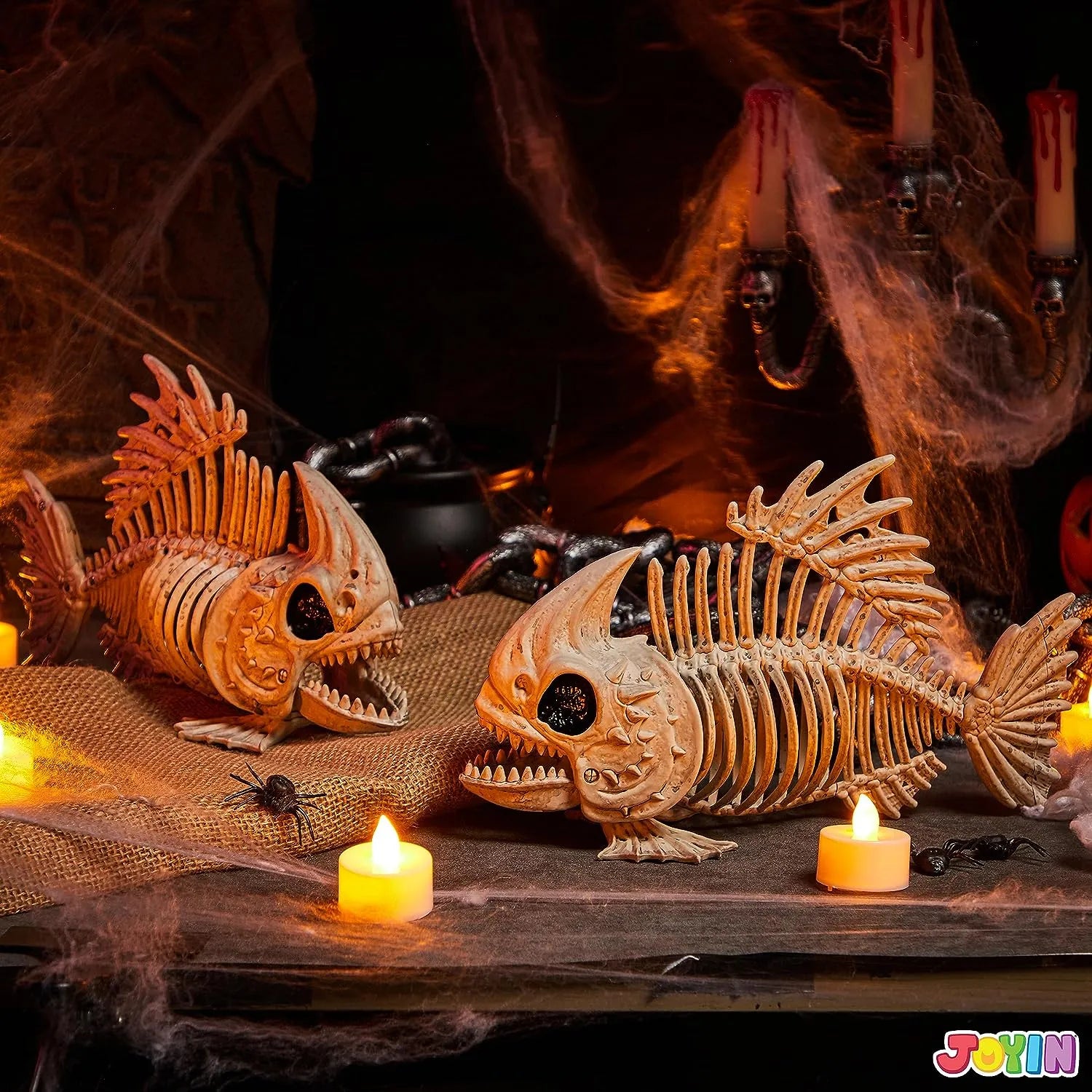JOYIN 2Pcs 9.5in Halloween Fish Skeleton Animal Plastic Bones with Posable Joints - Image 8