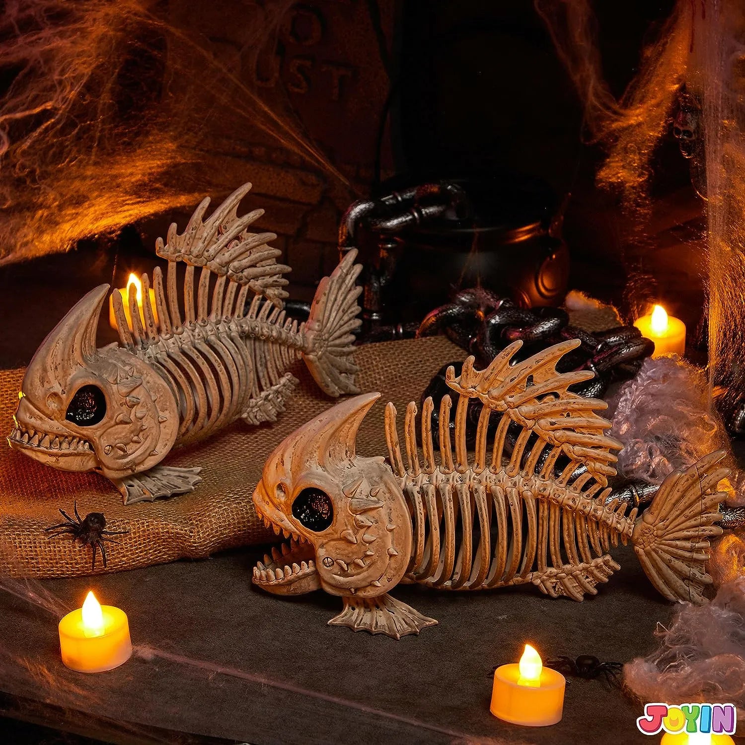 JOYIN 2Pcs 9.5in Halloween Fish Skeleton Animal Plastic Bones with Posable Joints - Image 2