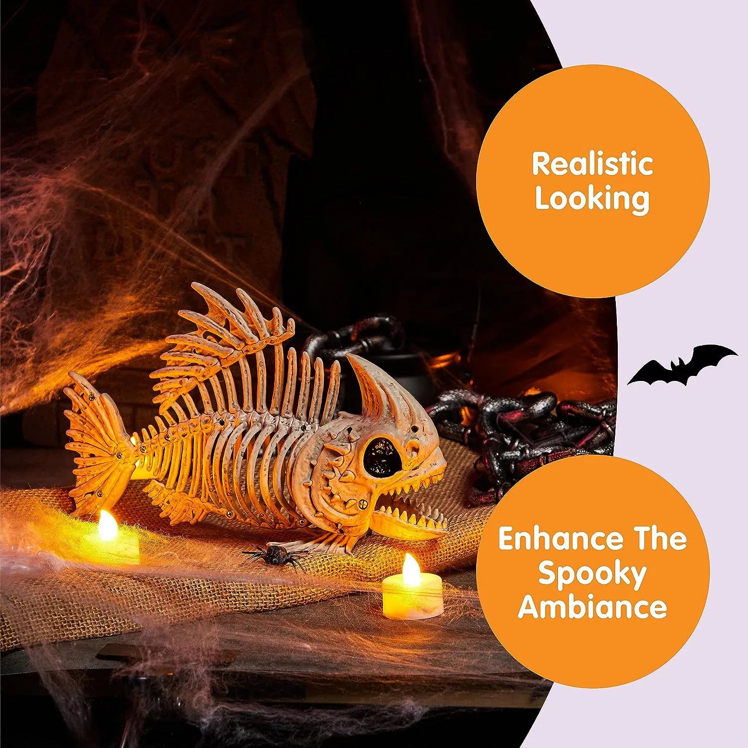 JOYIN 2Pcs 9.5in Halloween Fish Skeleton Animal Plastic Bones with Posable Joints - Image 3