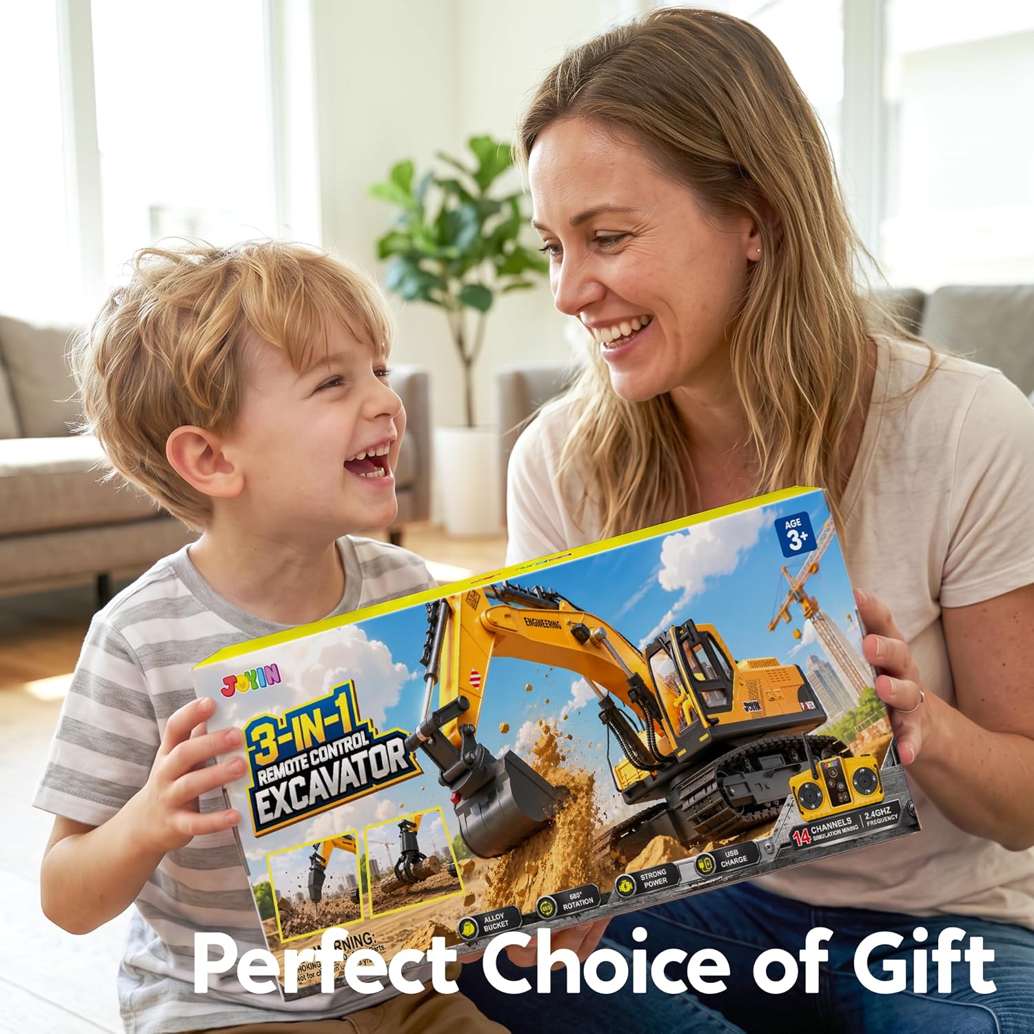 JOYIN 3-in-1 Remote Control Excavator Construction Truck Set - Image 2