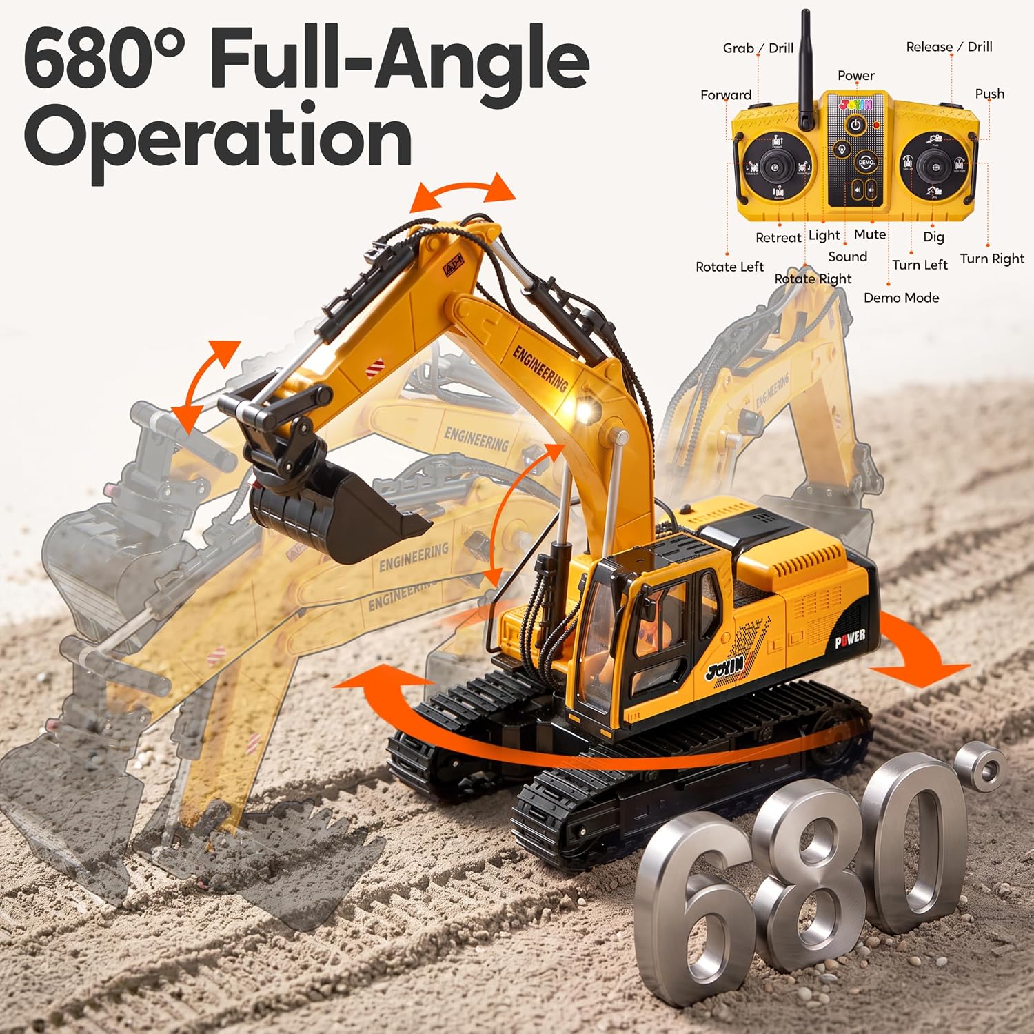 JOYIN 3-in-1 Remote Control Excavator Construction Truck Set - Image 8