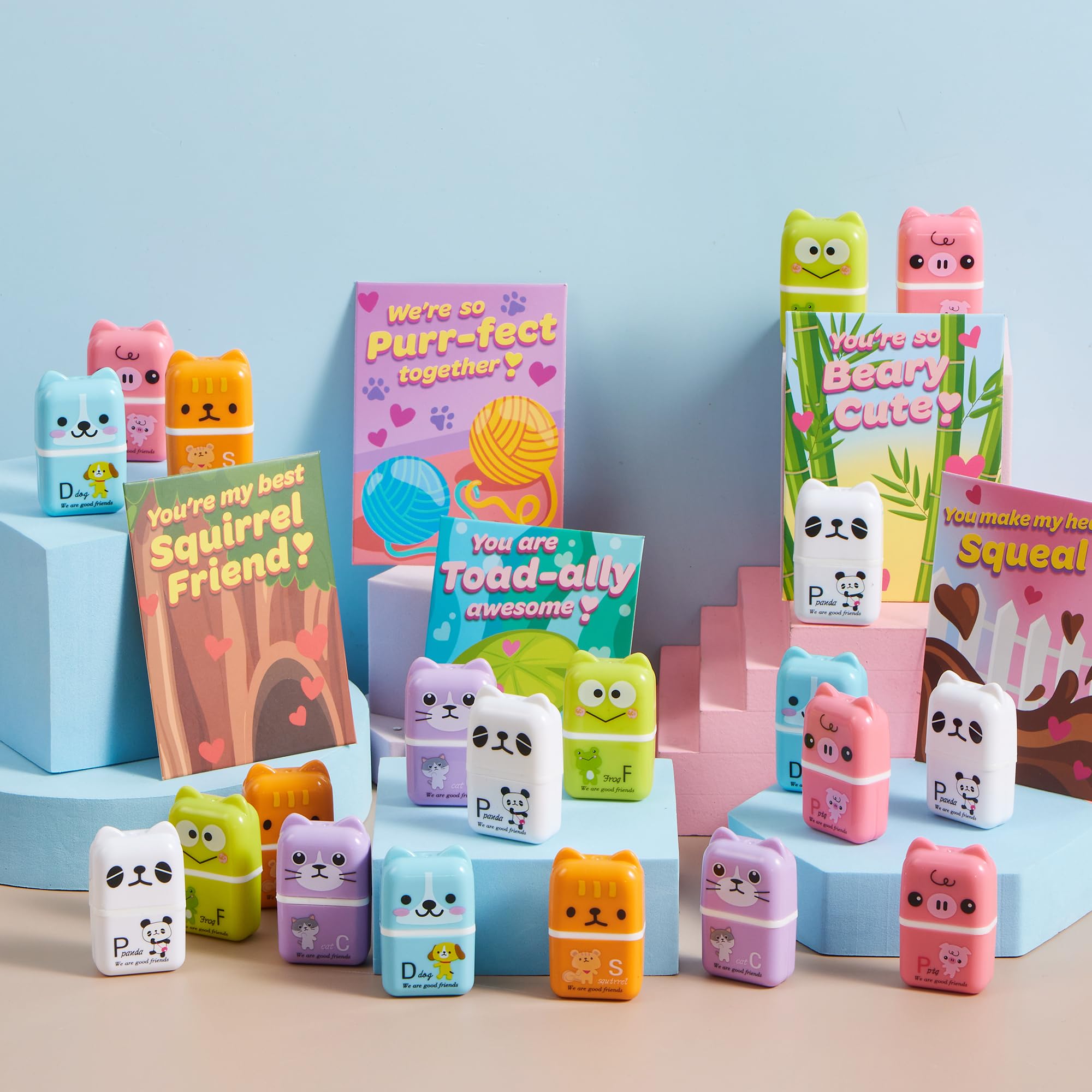 JOYIN 30 PCS Valentines Animals Erasers and Clean Up Roller for Party Favor Gifts - Image 8