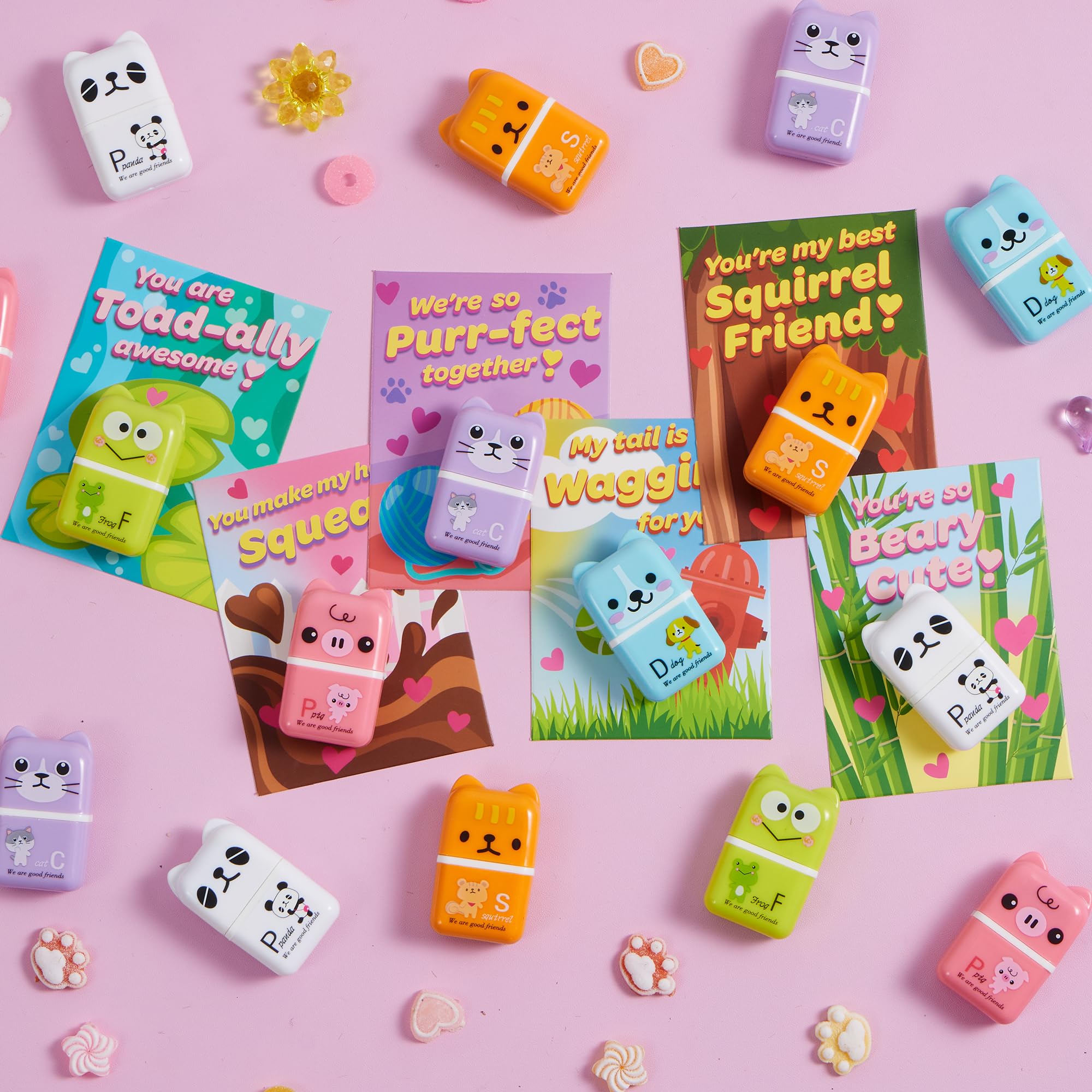 JOYIN 30 PCS Valentines Animals Erasers and Clean Up Roller for Party Favor Gifts - Image 9