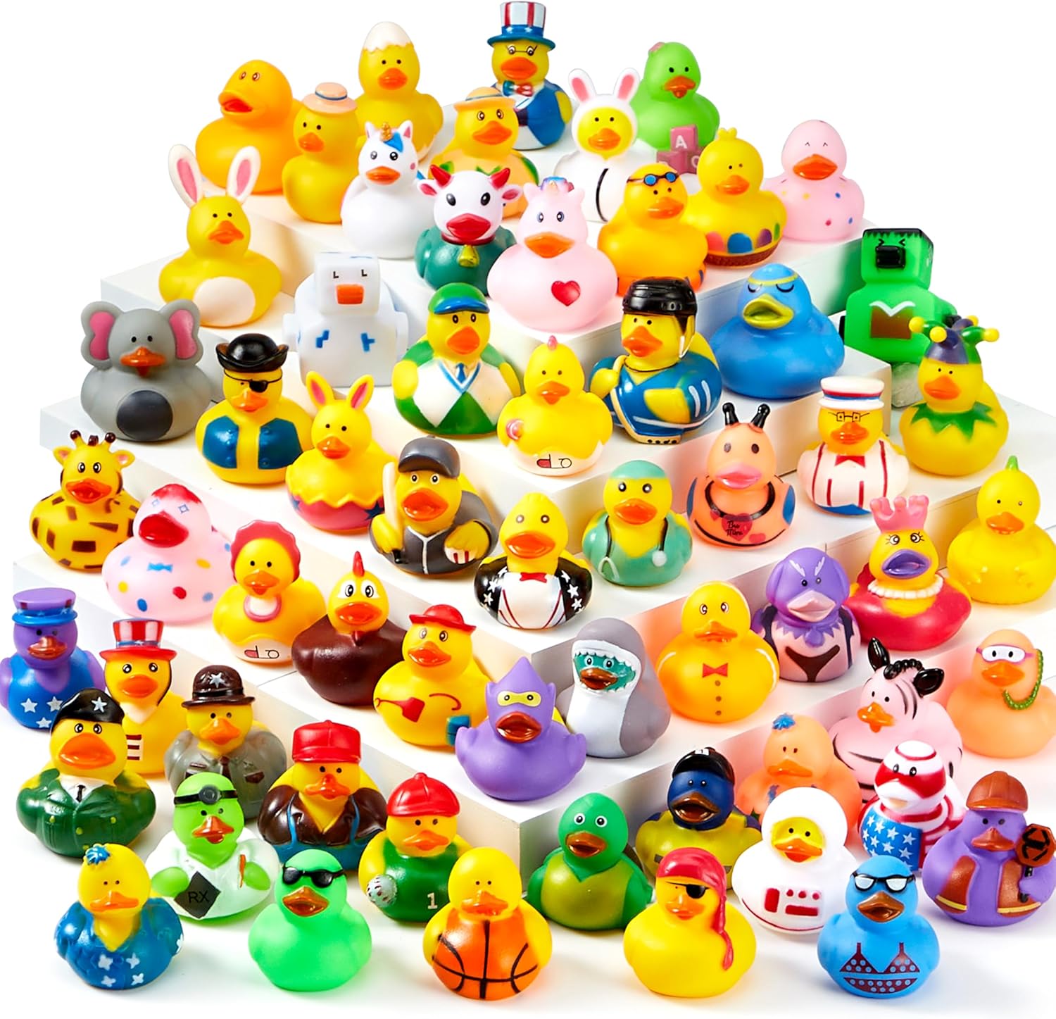 JOYIN 30 Pcs Assorted Rubber Ducks with Mesh Bag - Image 3