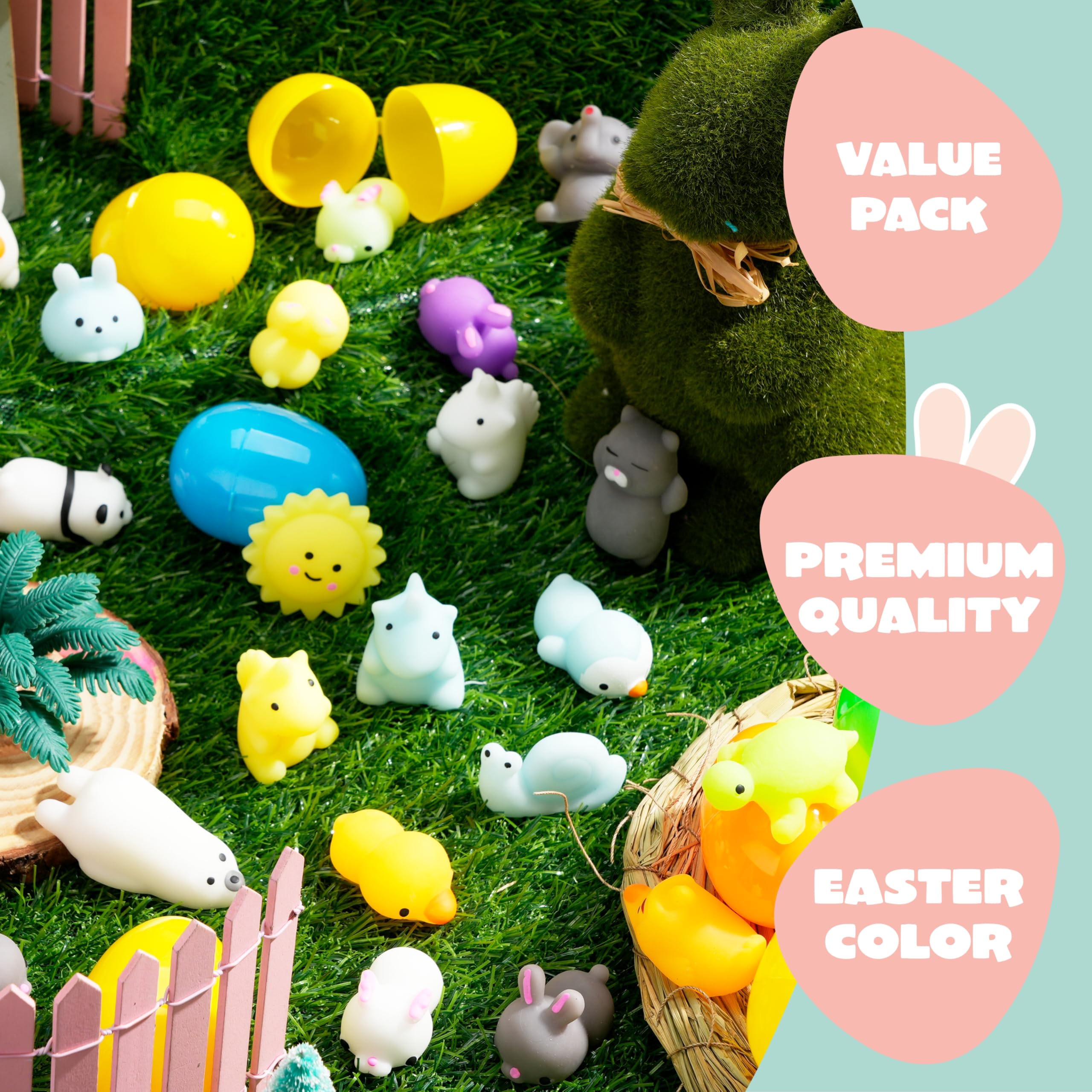 JOYIN 48 Pcs Easter Prefilled Eggs with Mochi Squishy Toys - Image 5