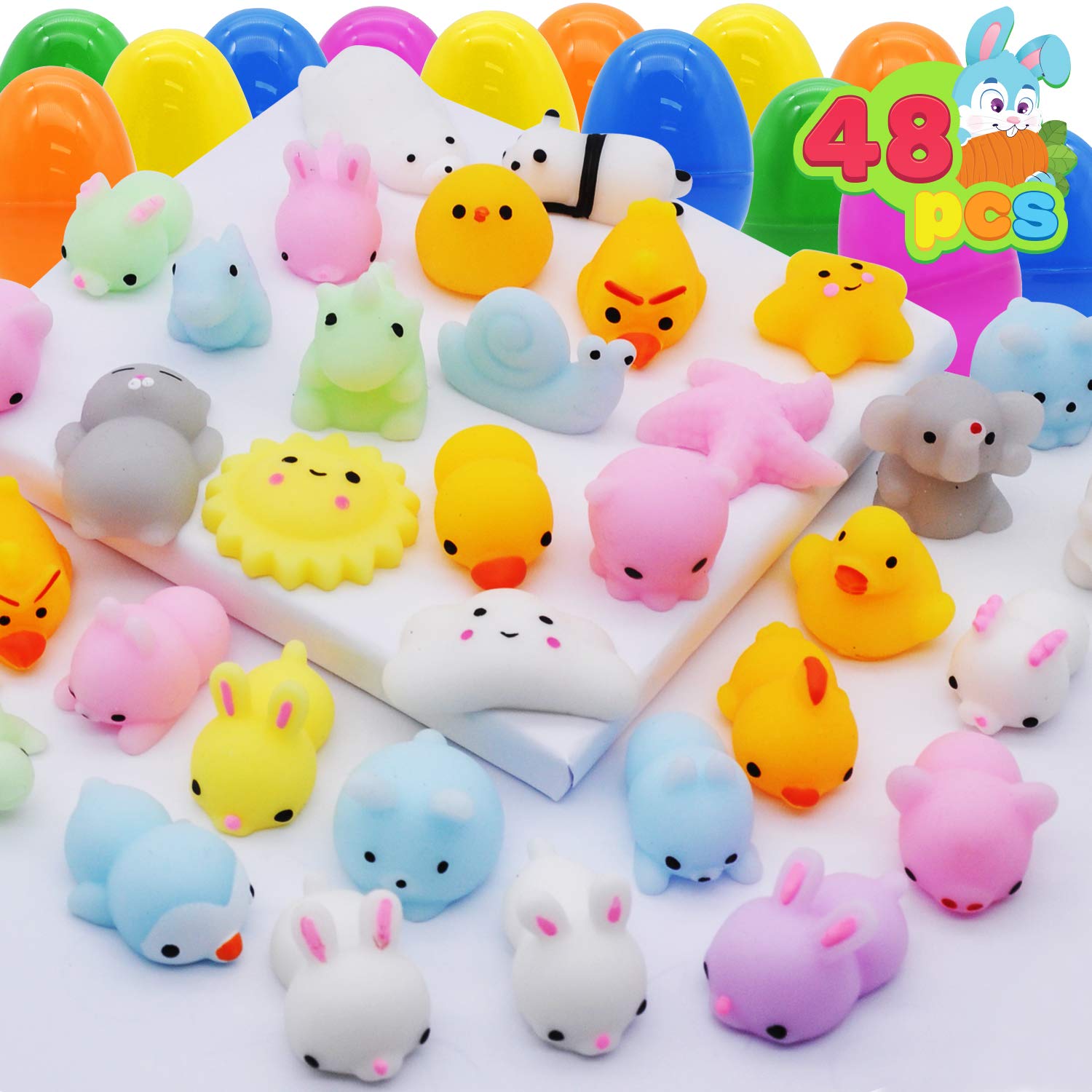 JOYIN 48 Pcs Easter Prefilled Eggs with Mochi Squishy Toys - Image 8