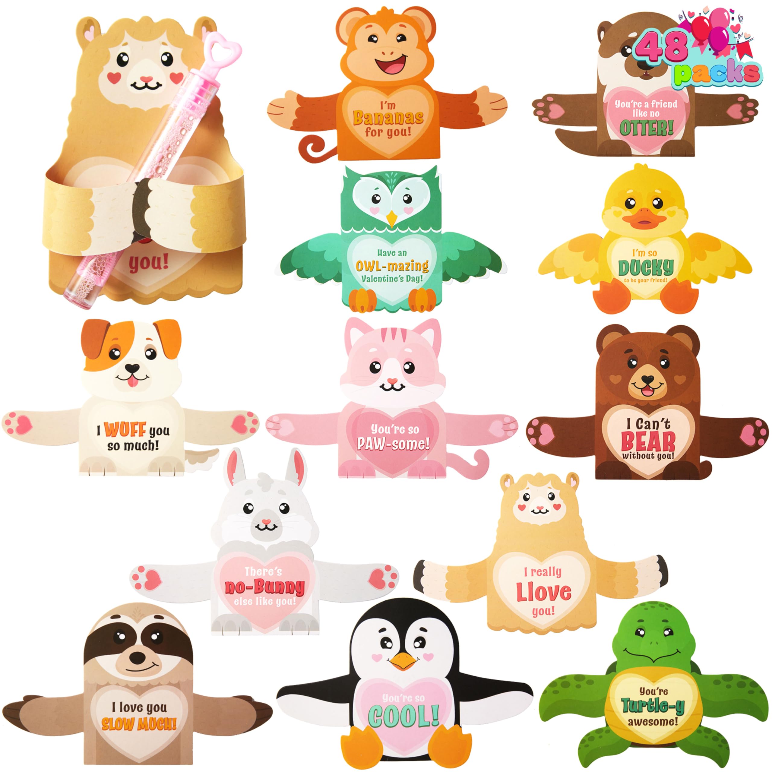 JOYIN 48 Pcs Valentine’s Greeting Cards Candy Holder Cards for Kids Holiday Reward Prizes - Image 2