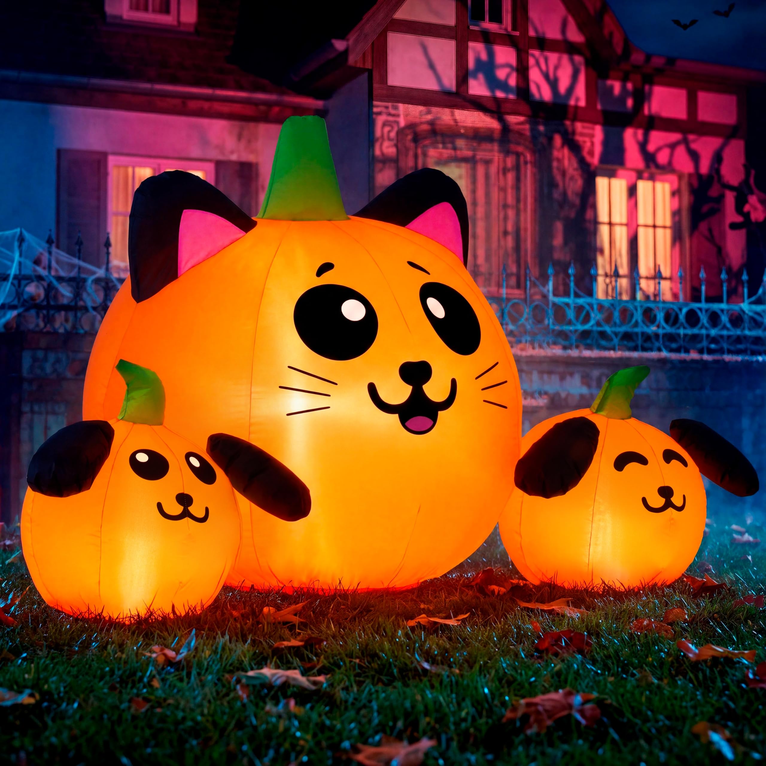 JOYIN 5FT Halloween Inflatable Pumpkin Cat & Dog Yard Decor
