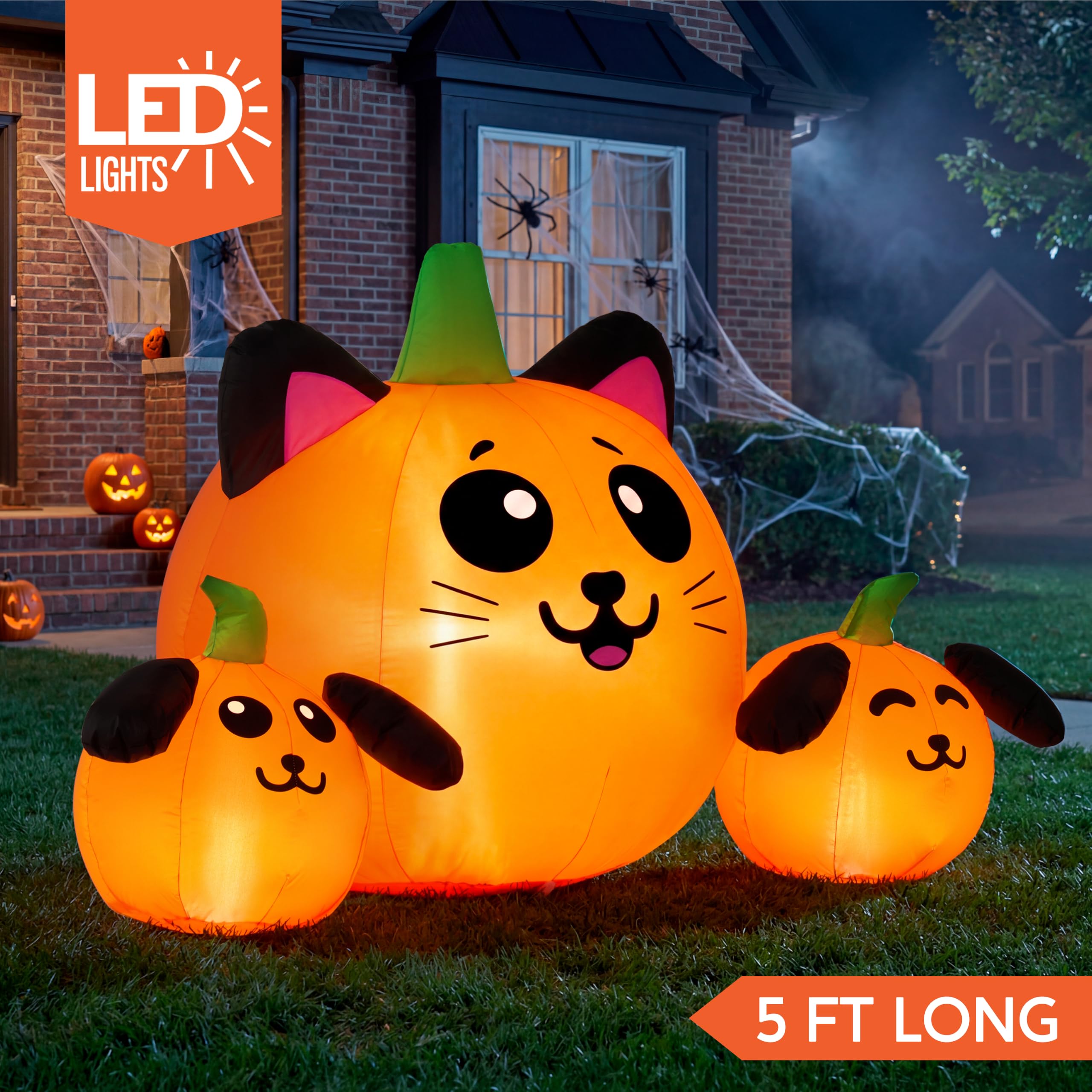 JOYIN 5FT Halloween Inflatable Pumpkin Cat & Dog Yard Decor - Image 2