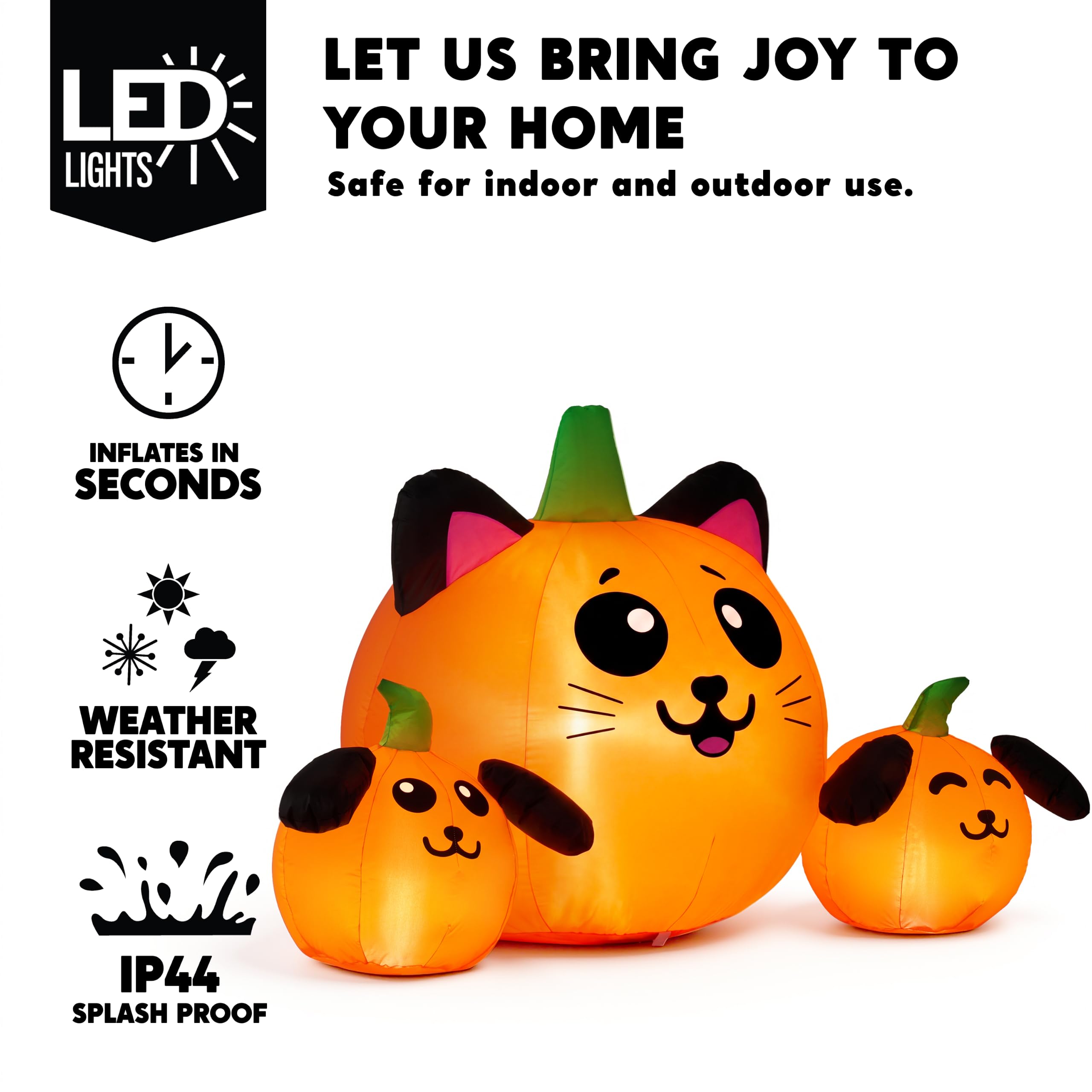 JOYIN 5FT Halloween Inflatable Pumpkin Cat & Dog Yard Decor - Image 3