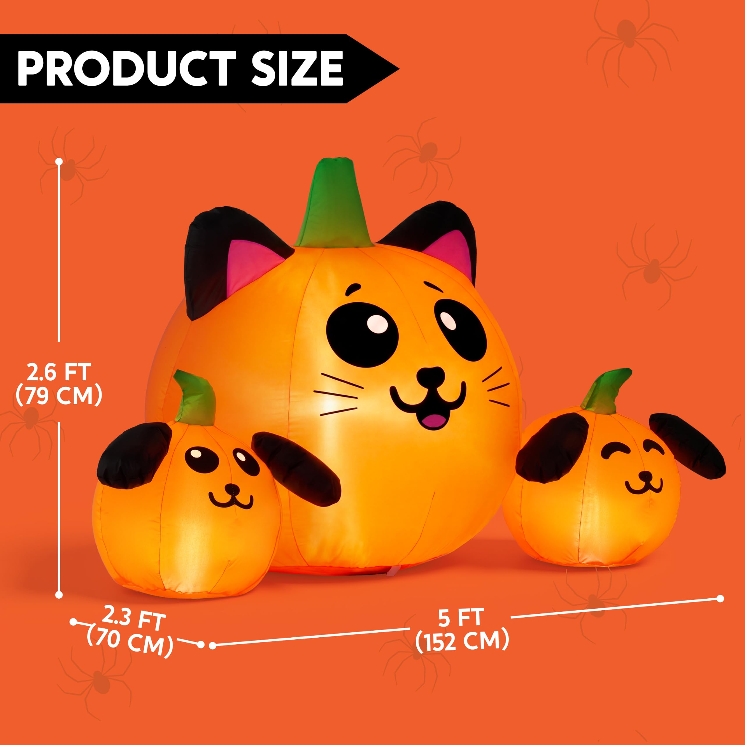 JOYIN 5FT Halloween Inflatable Pumpkin Cat & Dog Yard Decor - Image 4