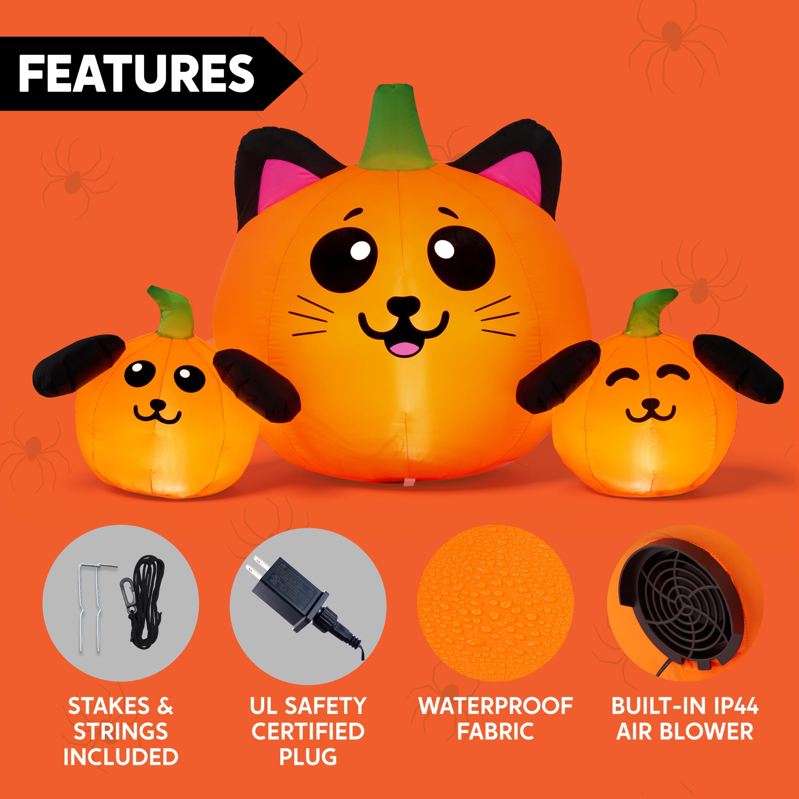 JOYIN 5FT Halloween Inflatable Pumpkin Cat & Dog Yard Decor - Image 5