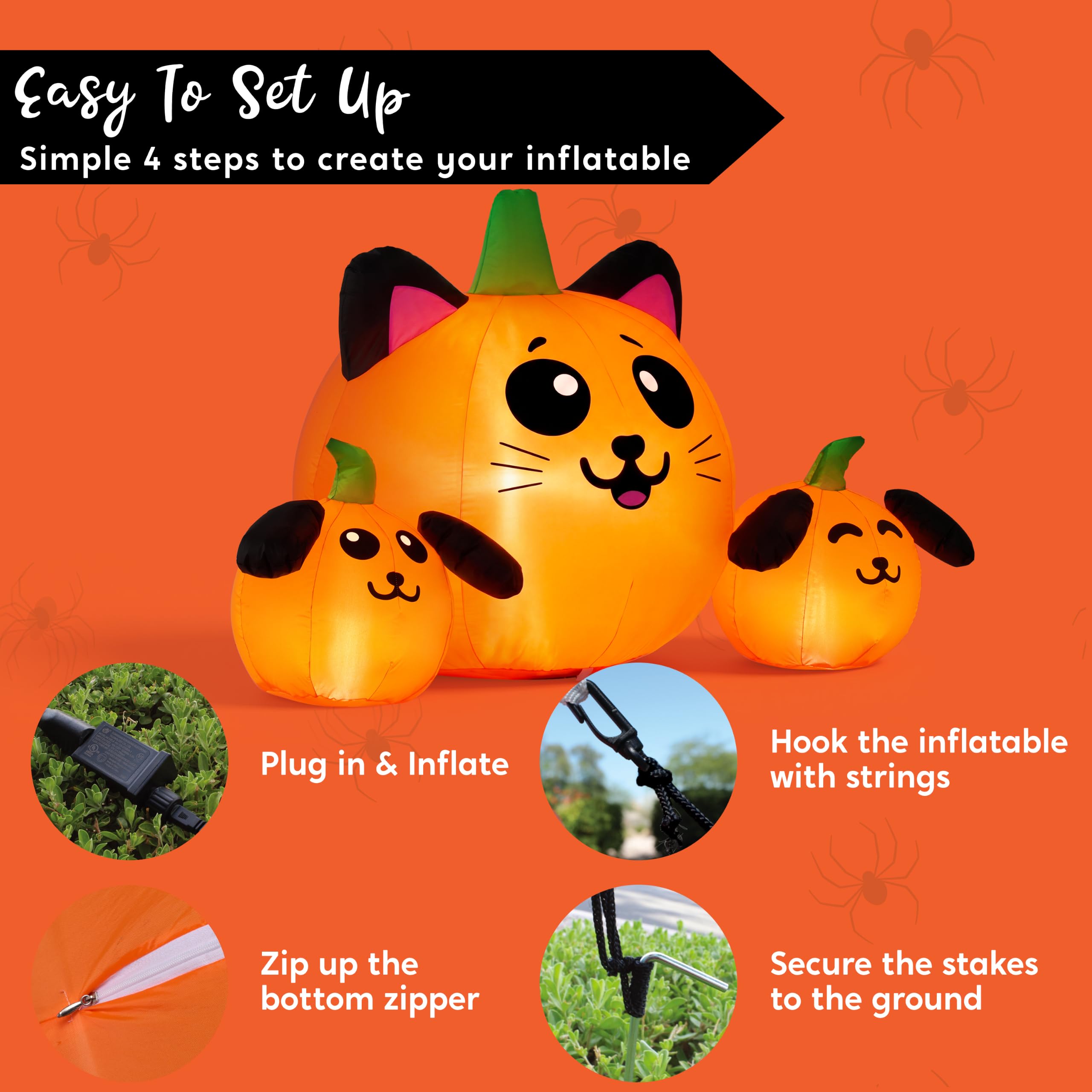 JOYIN 5FT Halloween Inflatable Pumpkin Cat & Dog Yard Decor - Image 6