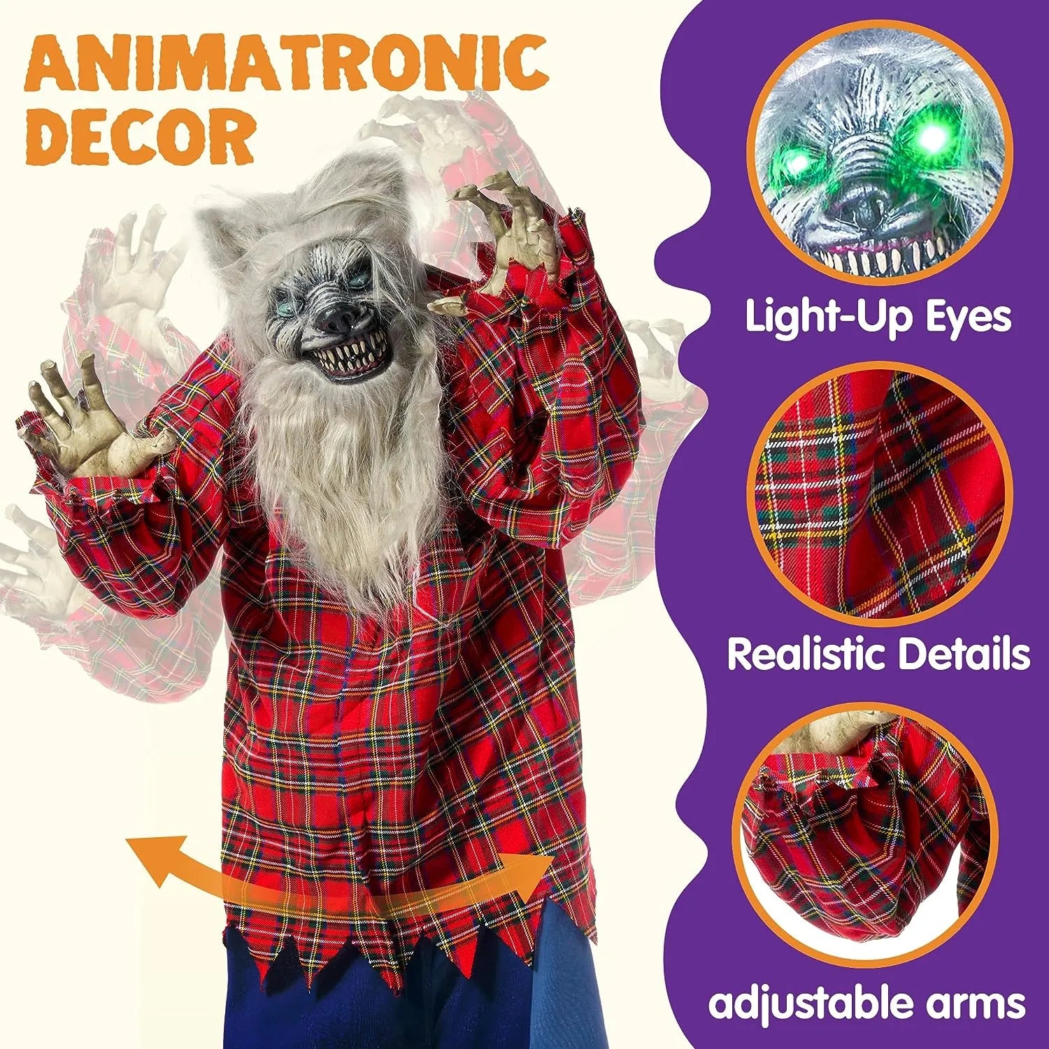 JOYIN 63in Halloween Animated Standing Werewolf - Image 6