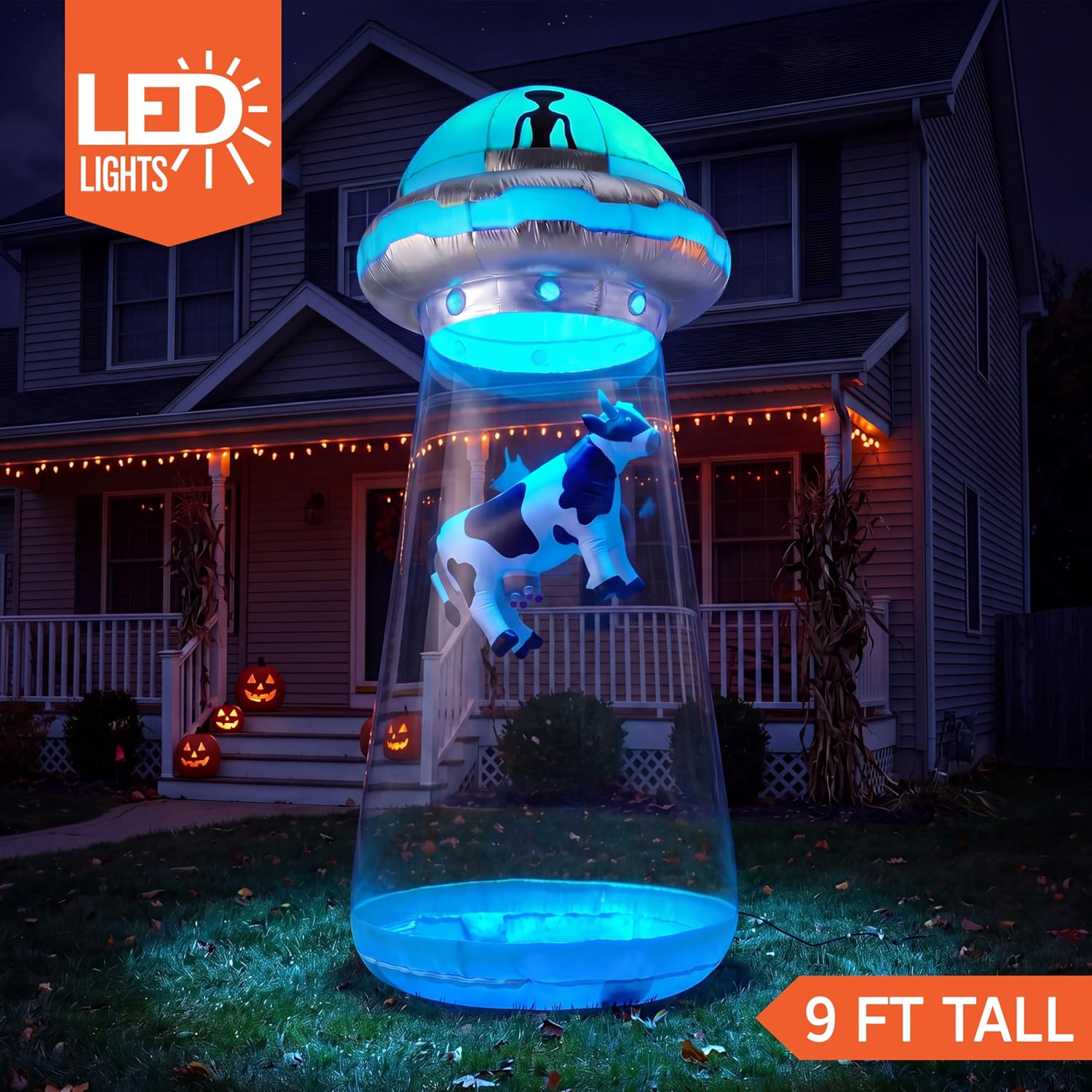 JOYIN 9 FT Giant Halloween Inflatable UFO Alien with Built-in LEDs - Image 2