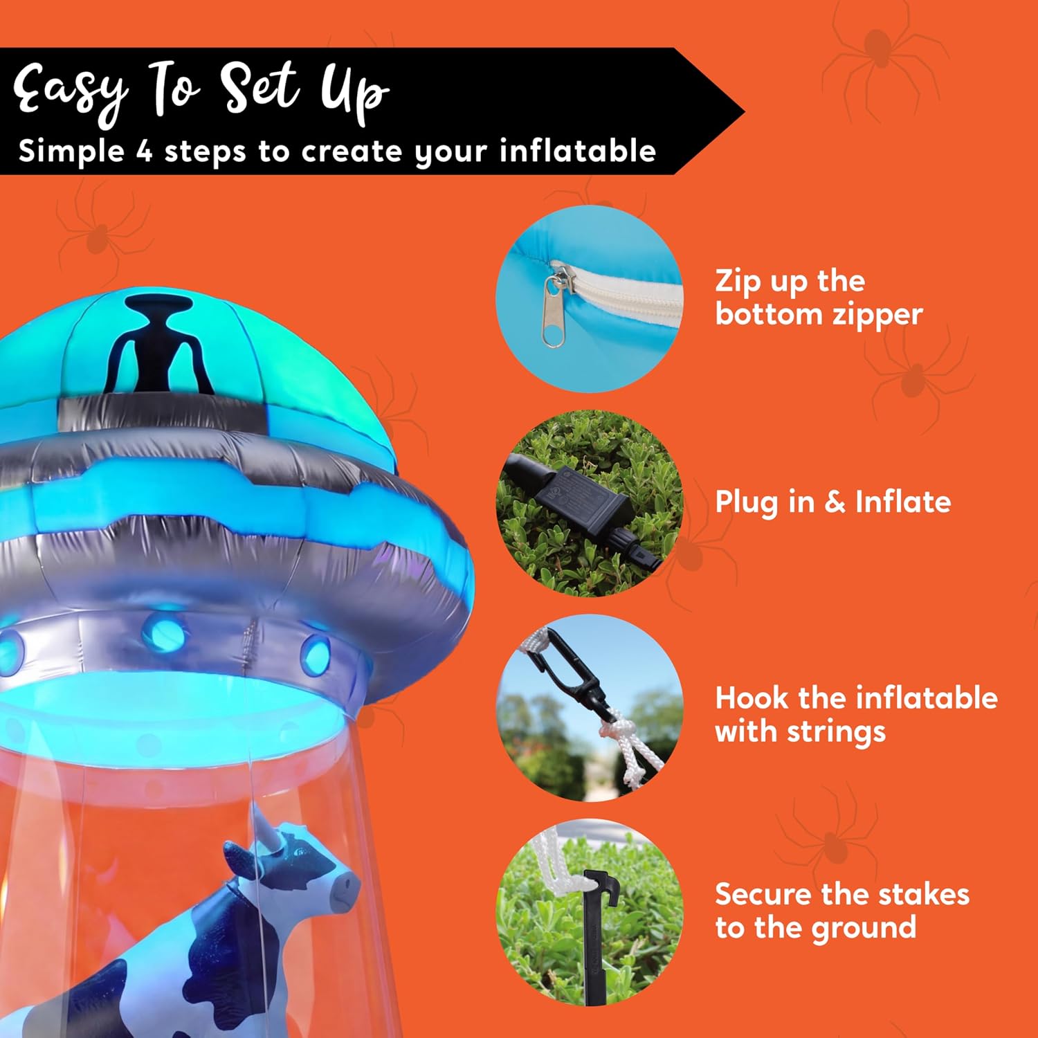 JOYIN 9 FT Giant Halloween Inflatable UFO Alien with Built-in LEDs - Image 6
