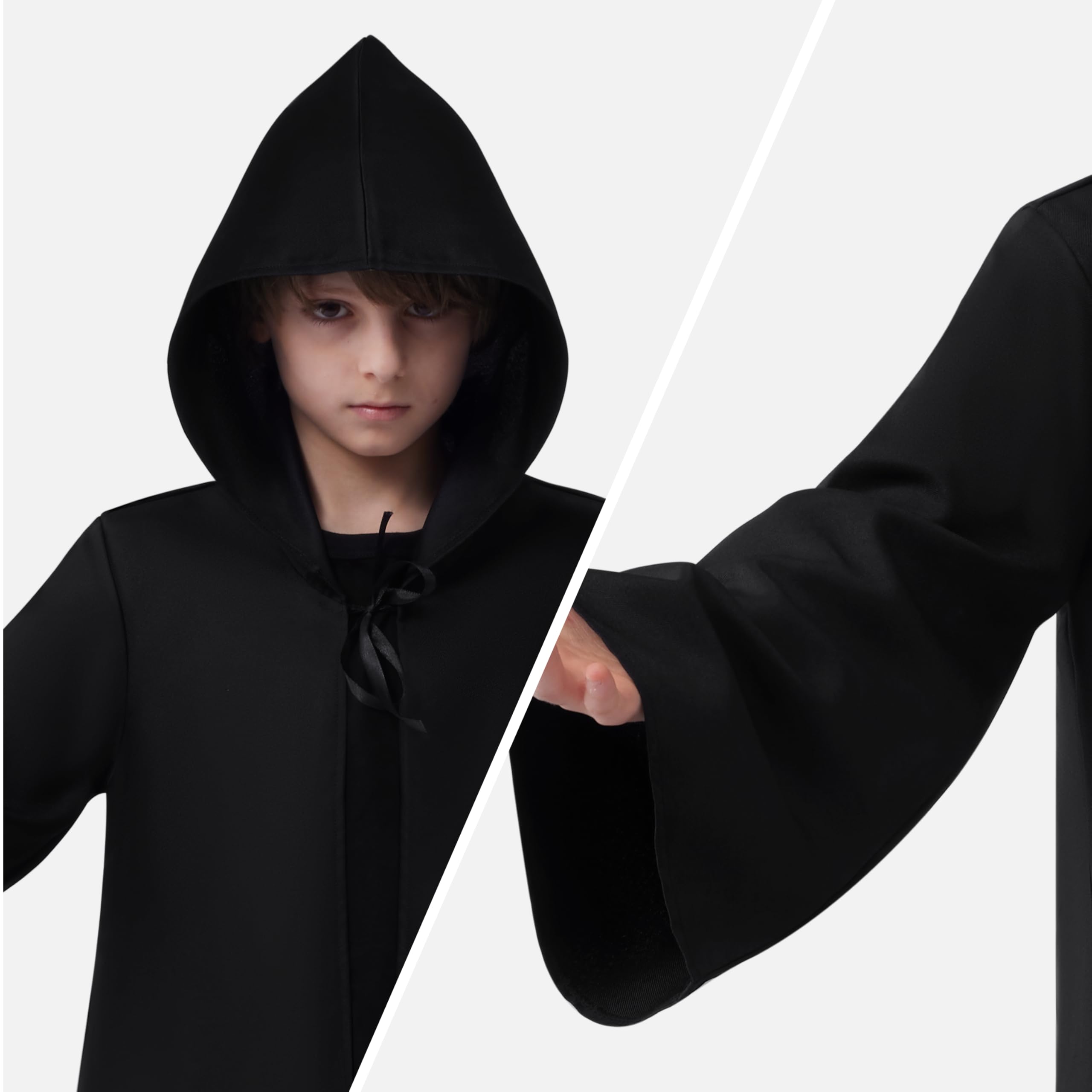 JOYIN Boys Black Hooded Cloak Knight Costume - Kids Halloween Tunic Robe - Image 7
