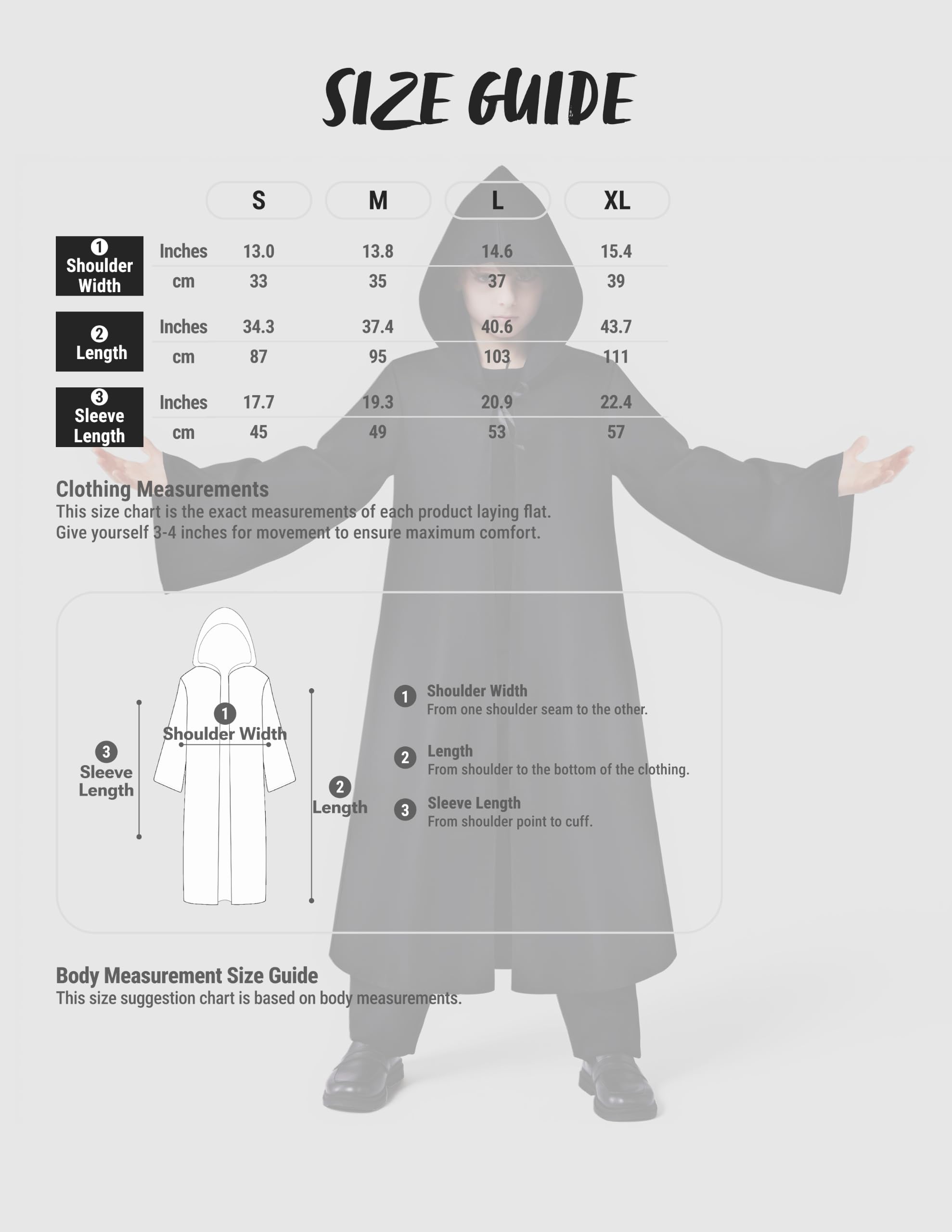 JOYIN Boys Black Hooded Cloak Knight Costume - Kids Halloween Tunic Robe - Image 6