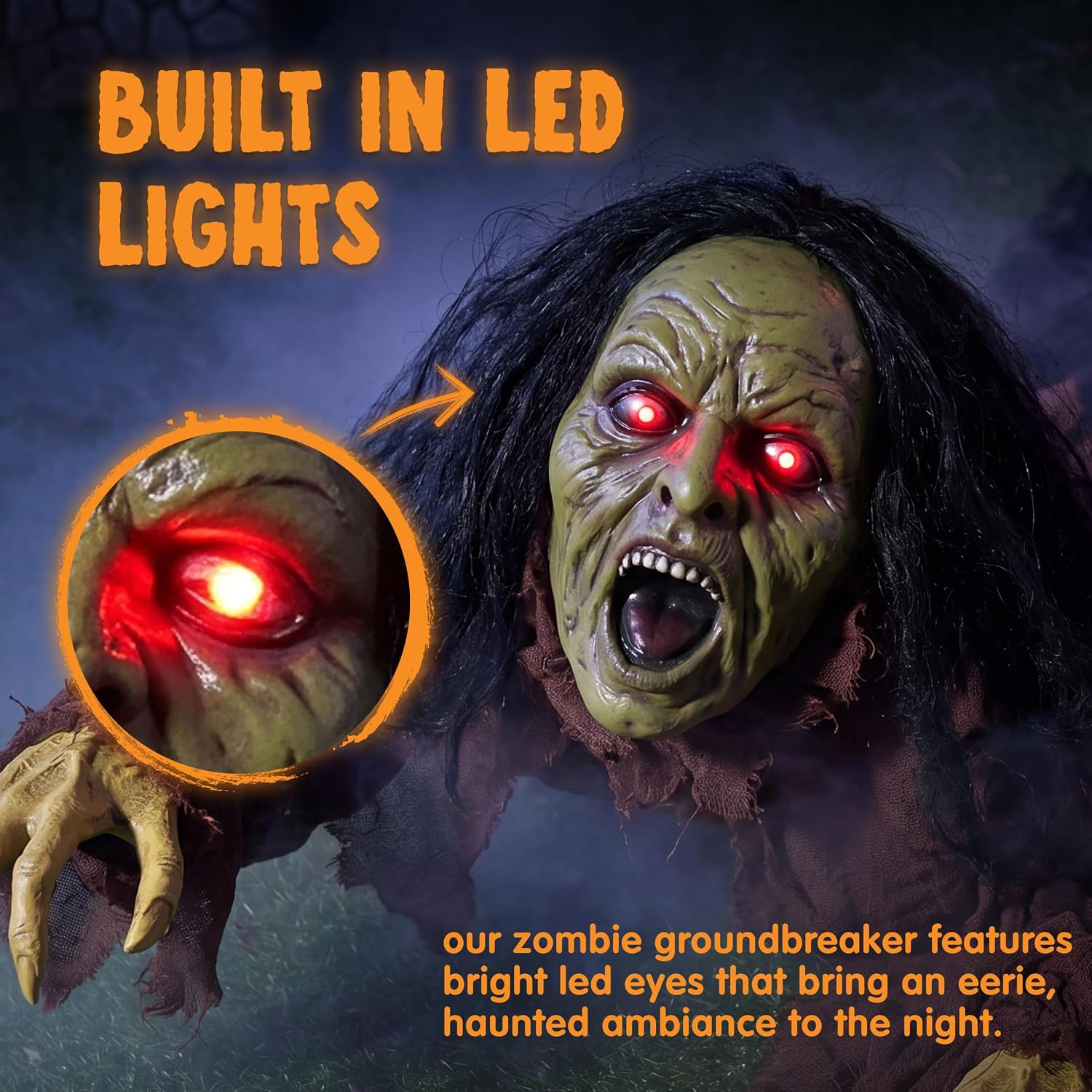 JOYIN Light-Up Crawling Zombie Groundbreaker Halloween Outdoor Decor - Image 2