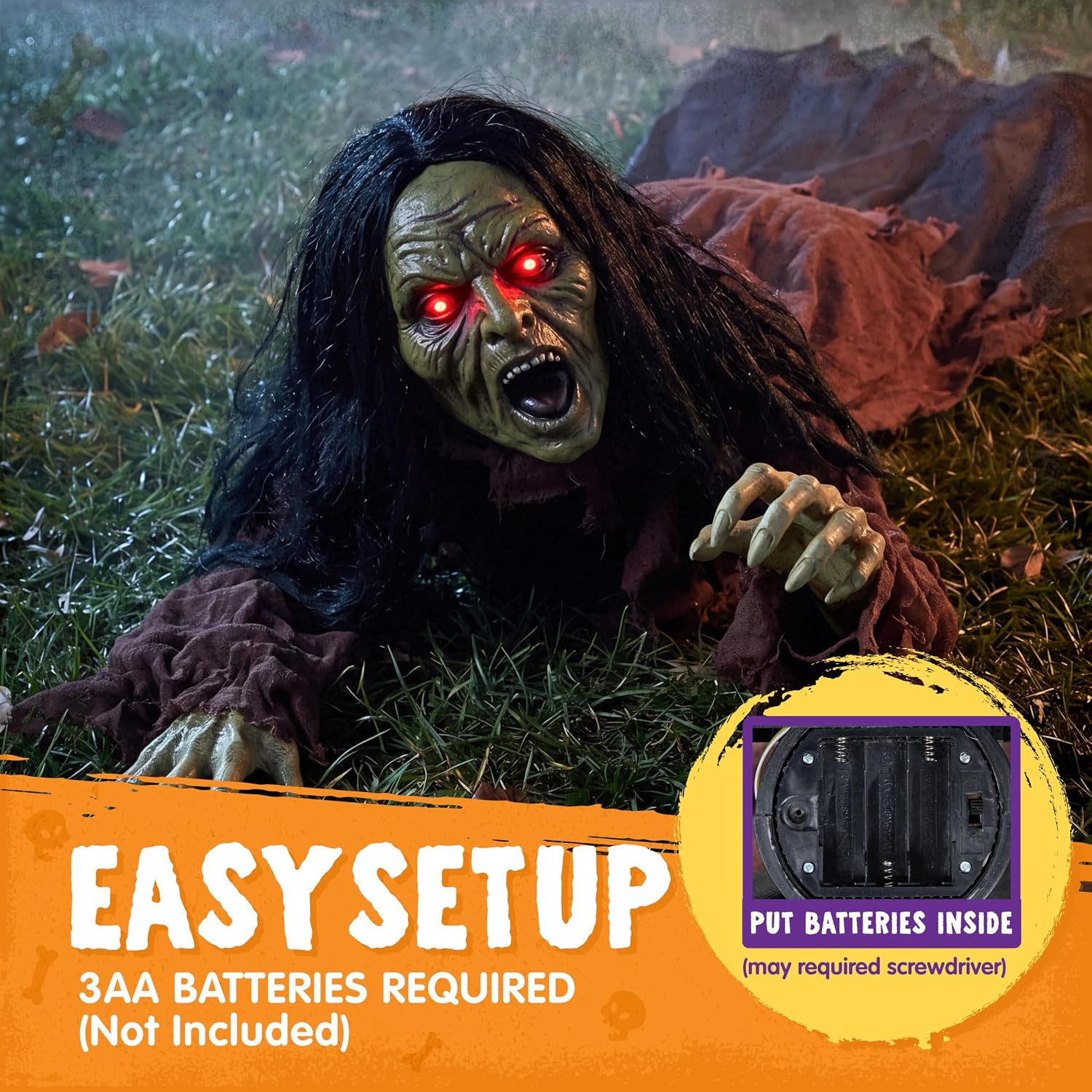 JOYIN Light-Up Crawling Zombie Groundbreaker Halloween Outdoor Decor - Image 5
