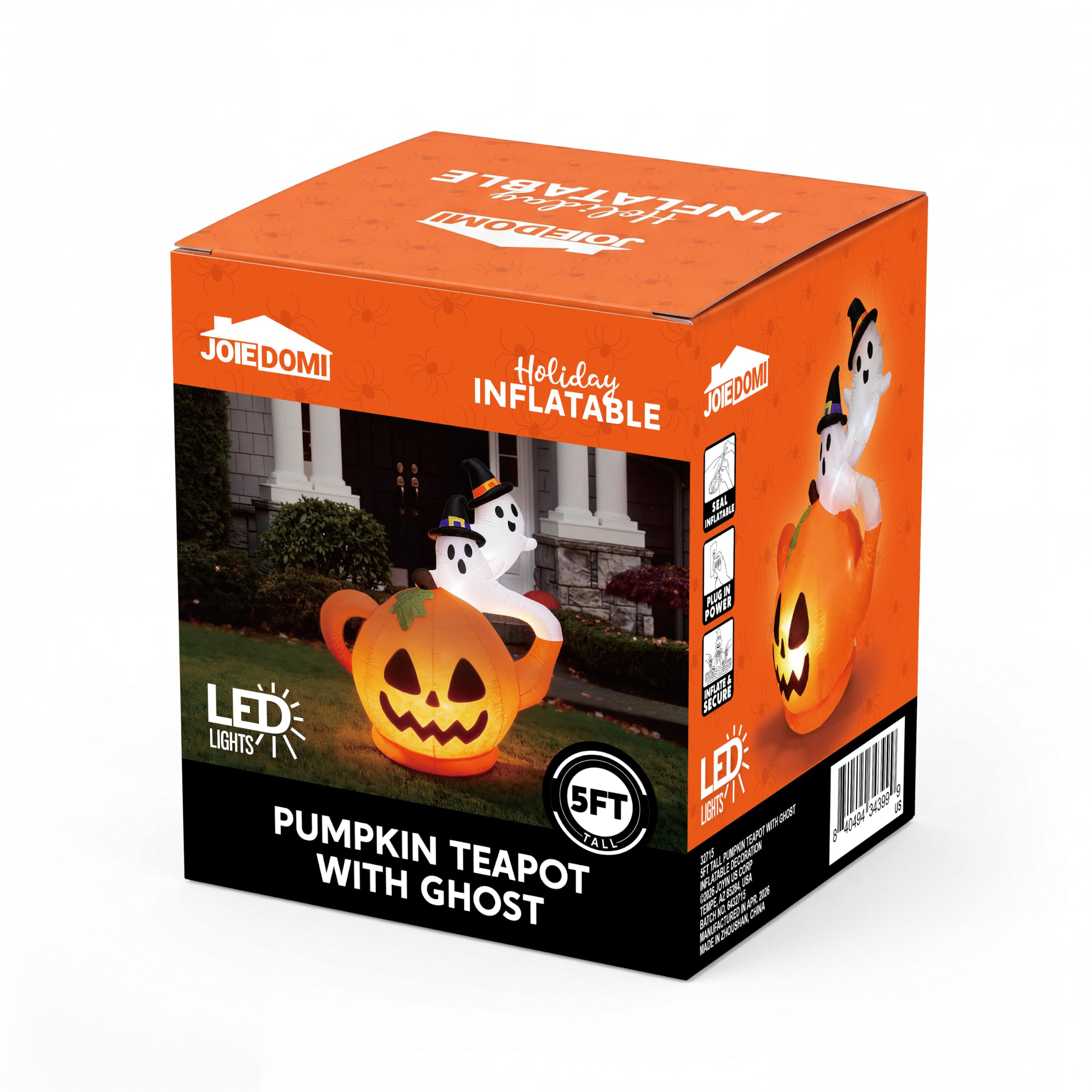 Joiedomi 5FT Halloween Inflatable Spooky Pumpkin Teapot with Ghosts - Image 8