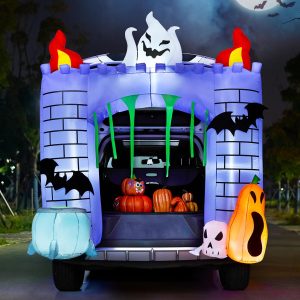 Joiedomi 6 FT Halloween Inflatable Castle with LED Lights - Pumpkin & Ghost Trunk or Treat Outdoor Decoration