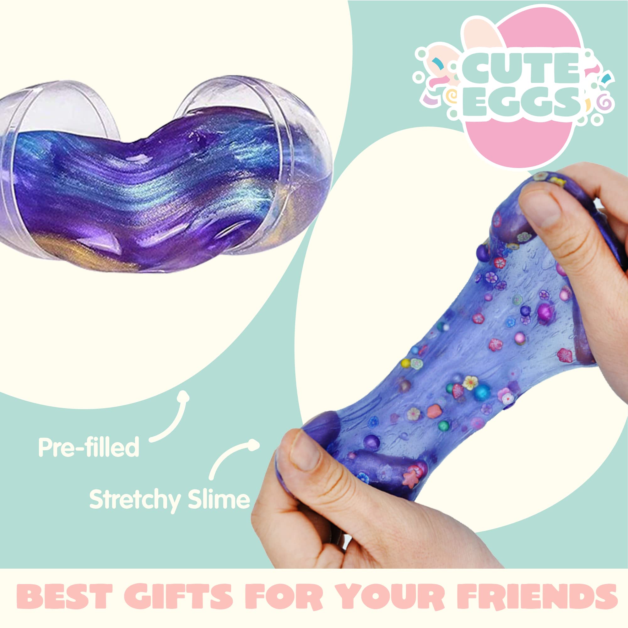 Joyin 12 Pcs Prefilled Easter Eggs with Galaxy Slime & Toys - Image 2