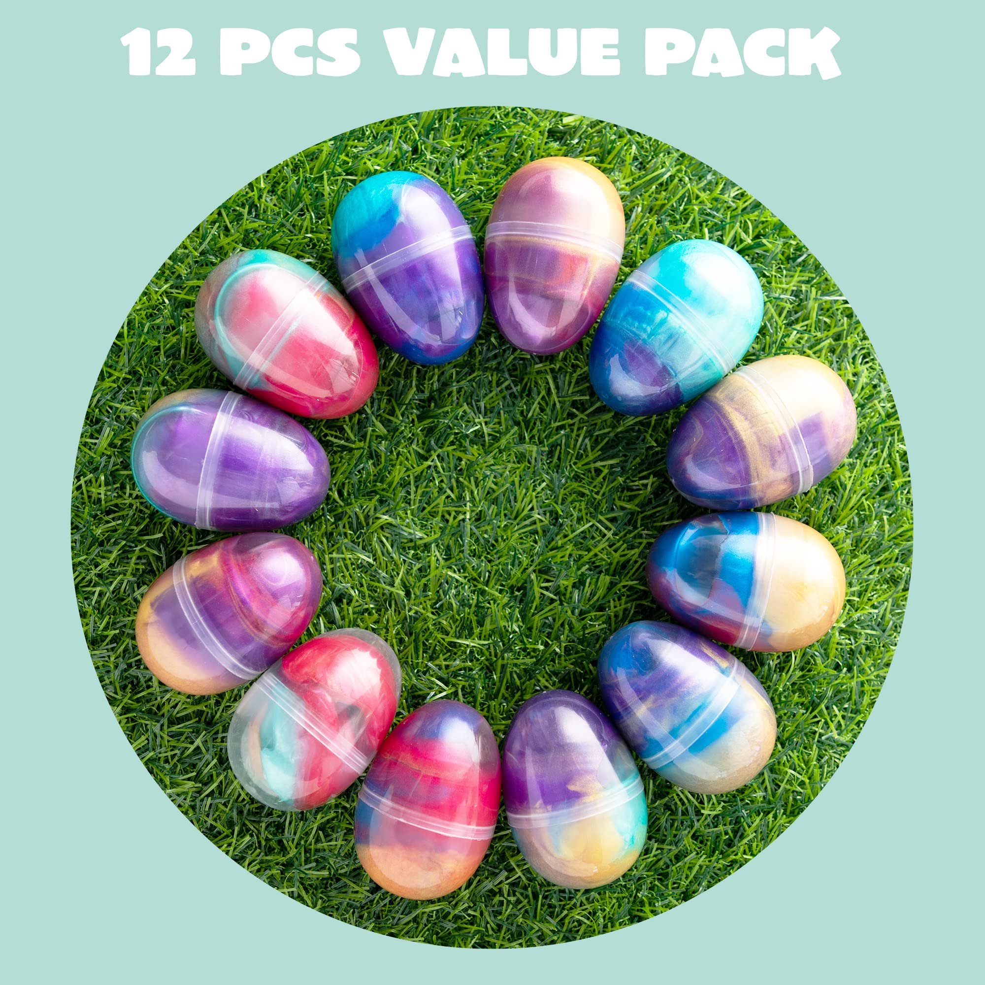Joyin 12 Pcs Prefilled Easter Eggs with Galaxy Slime & Toys - Image 3