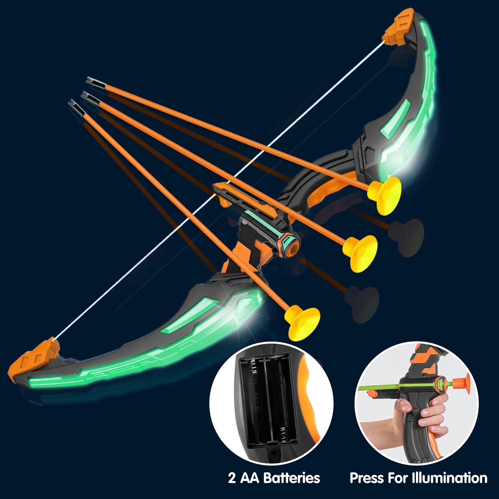 Kids LED Light Up Archery Toy Set with Suction Cup Arrows, Target & Arrow Case - Image 2