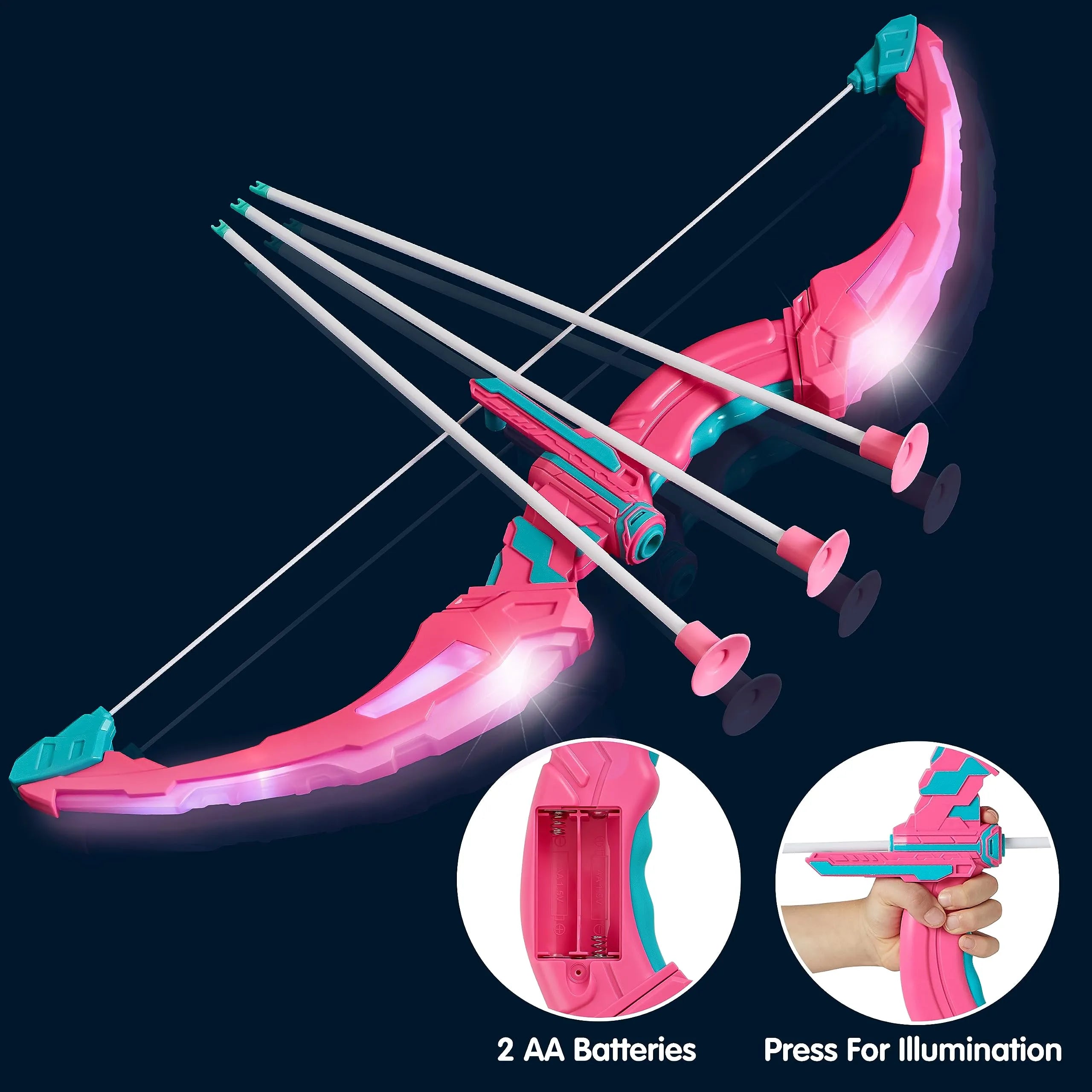 Kids LED Light Up Archery Toy Set with Suction Cup Arrows, Target & Arrow Case - Image 2