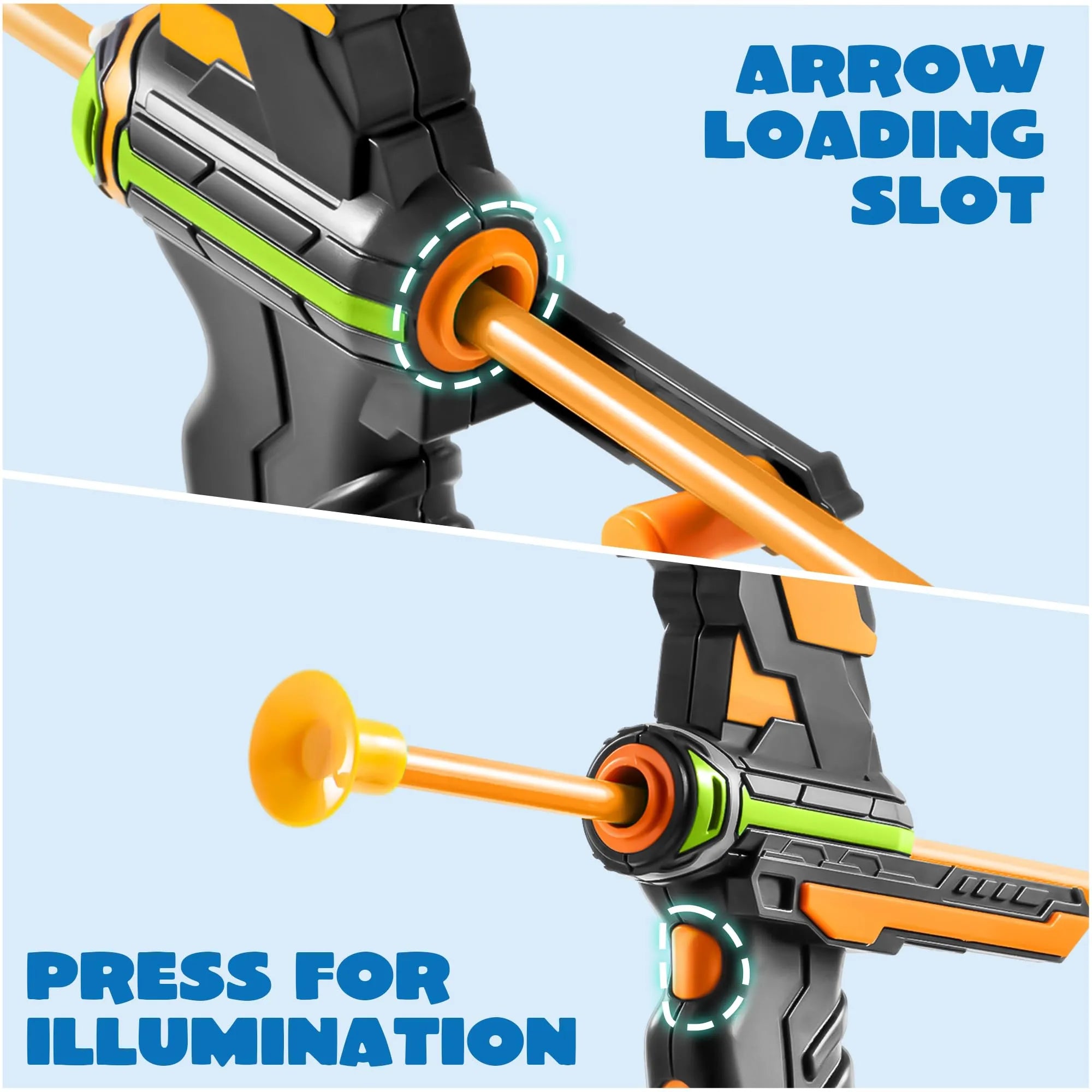 Kids LED Light Up Archery Toy Set with Suction Cup Arrows, Target & Arrow Case - Image 4