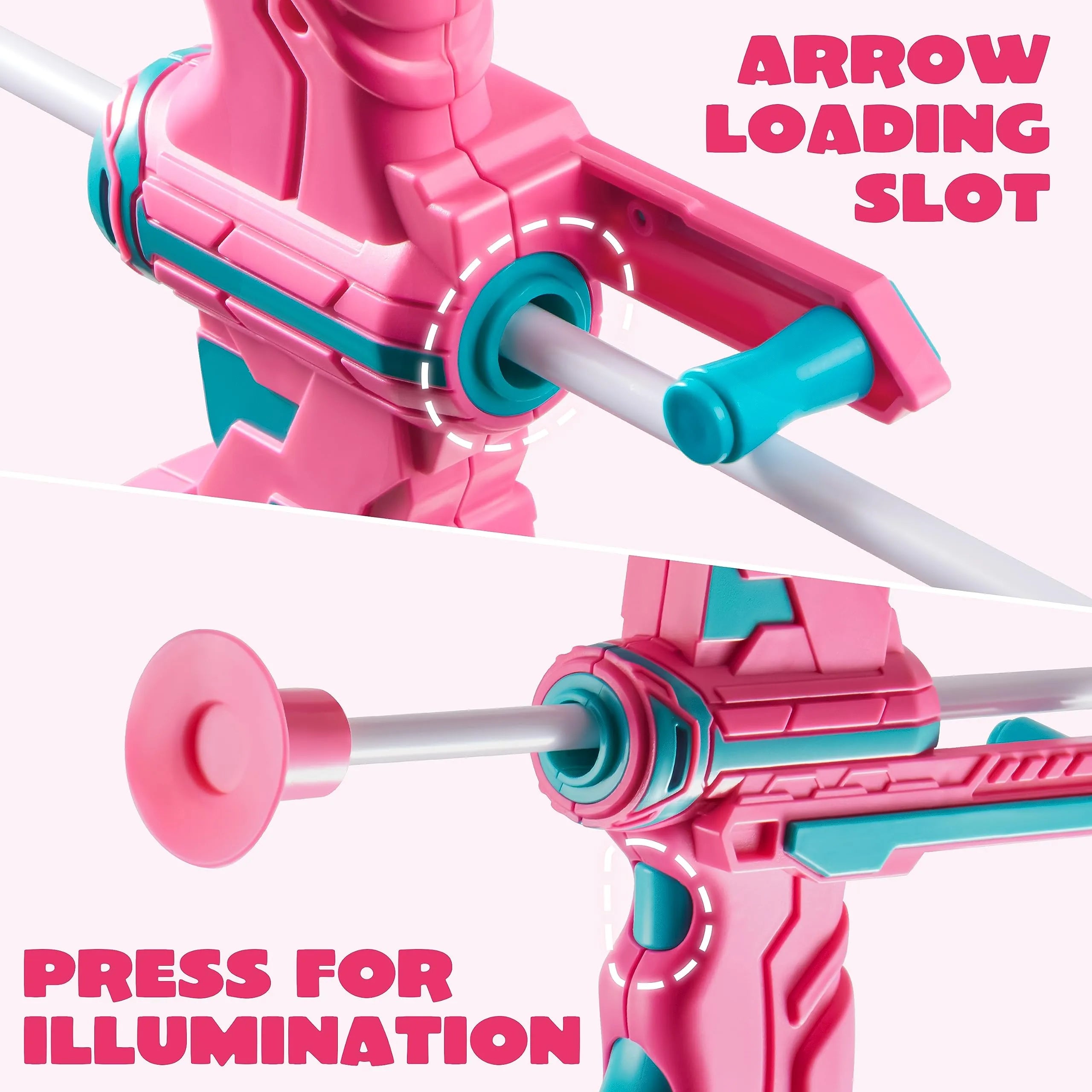 Kids LED Light Up Archery Toy Set with Suction Cup Arrows, Target & Arrow Case - Image 4