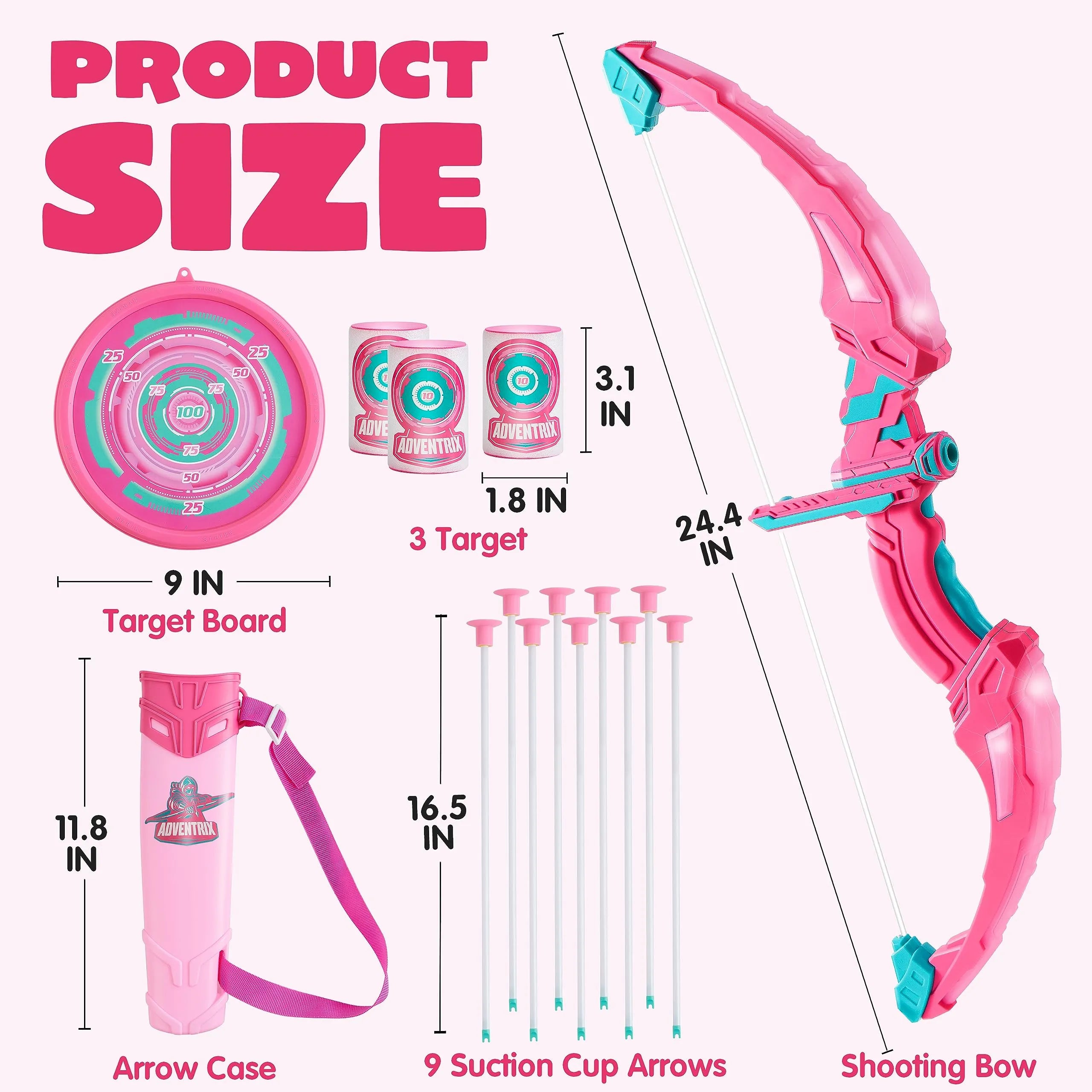 Kids LED Light Up Archery Toy Set with Suction Cup Arrows, Target & Arrow Case - Image 8