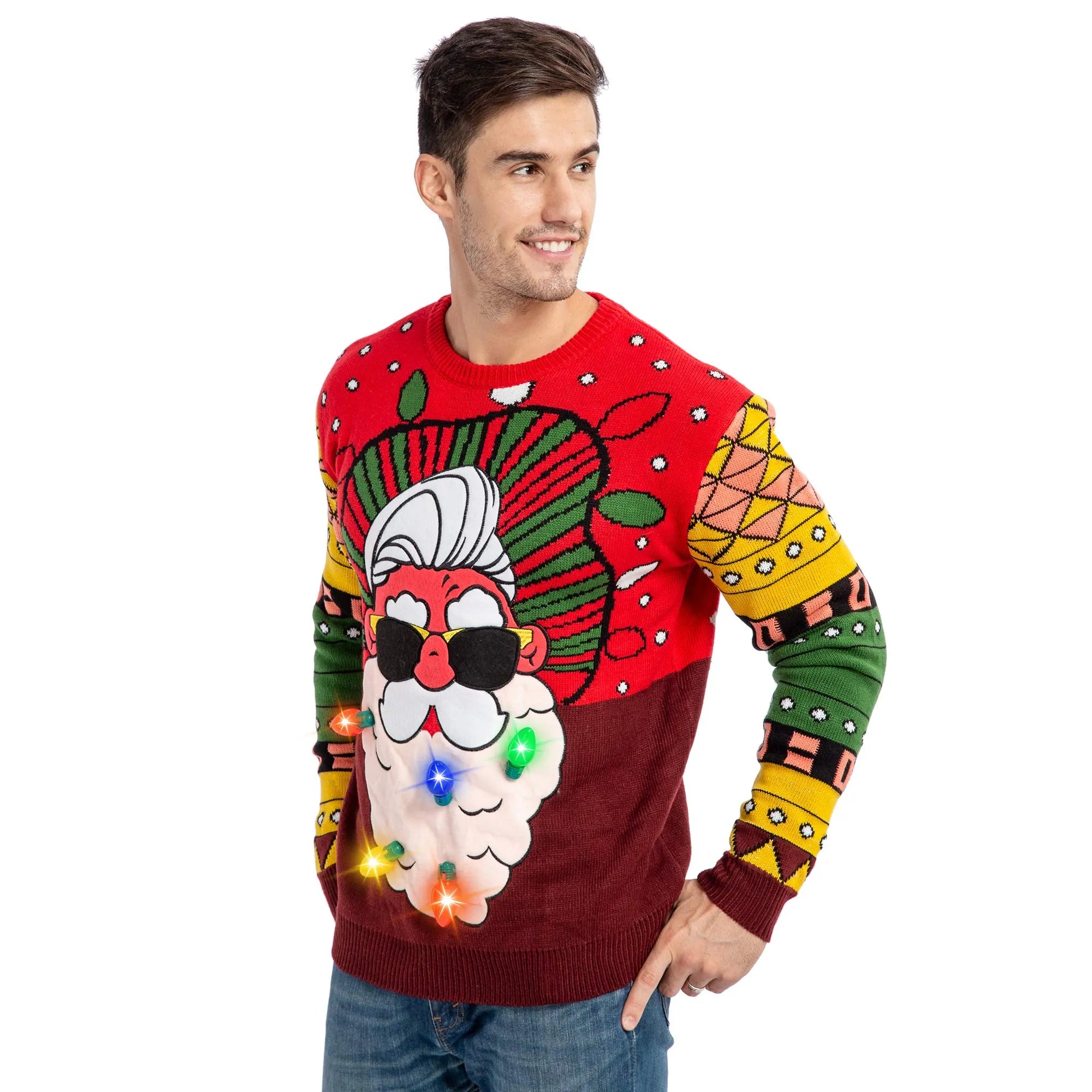 Christmas Sweaters Santa Ugly Sweater with Light Bulbs - Image 6