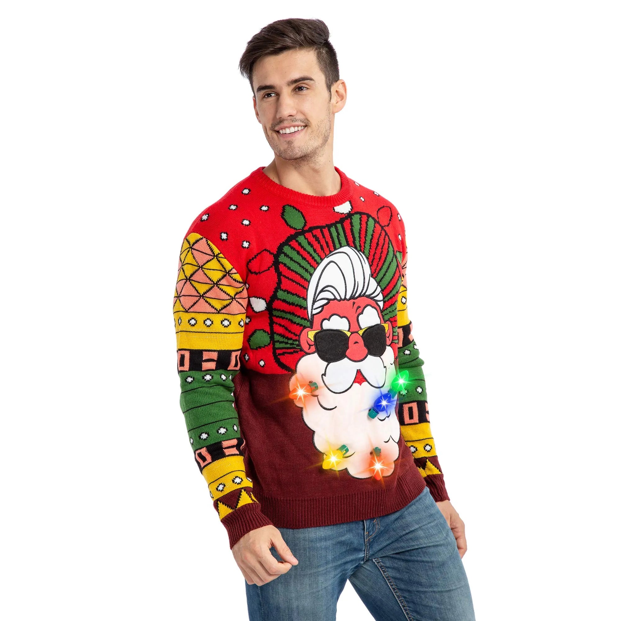 Christmas Sweaters Santa Ugly Sweater with Light Bulbs - Image 8