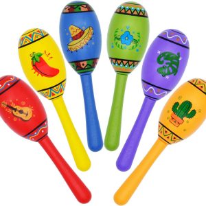 Mini Wooden Fiesta Maracas, 24 Pcs
