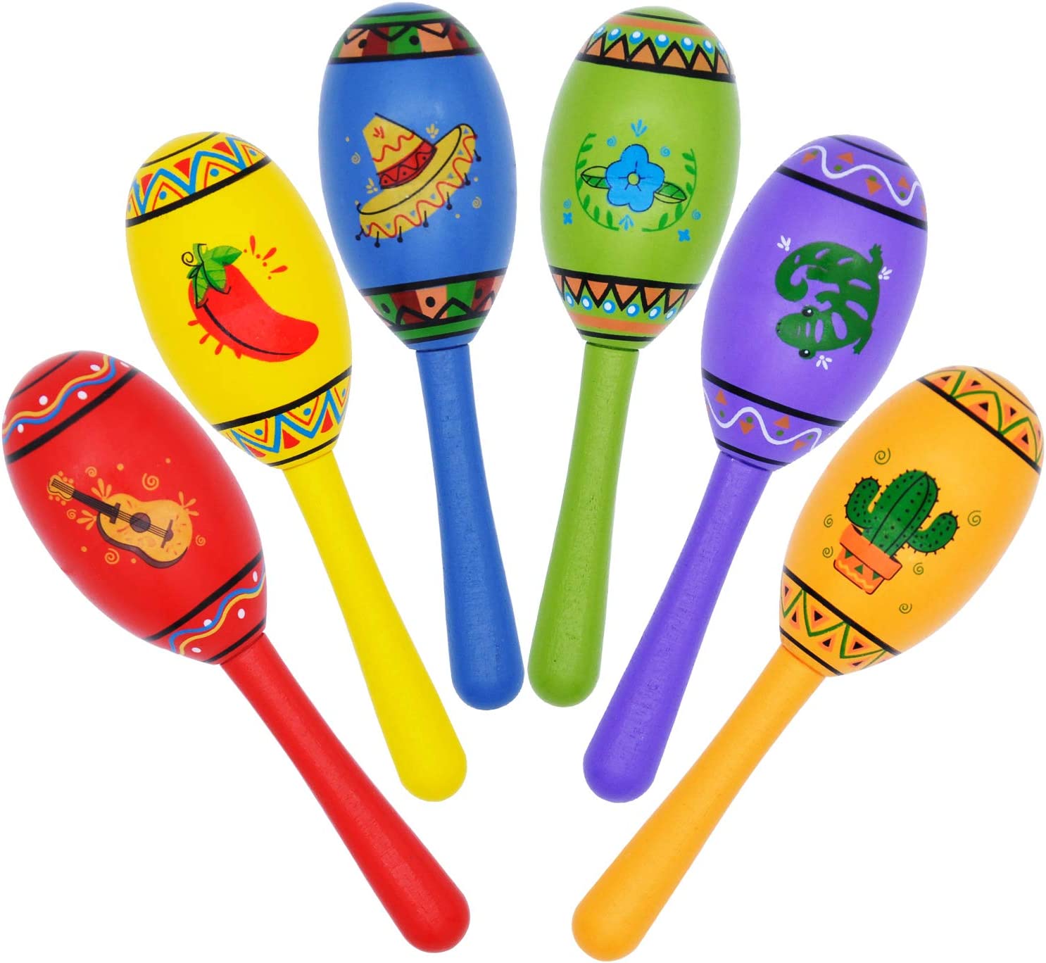 Mini Wooden Fiesta Maracas, 24 Pcs