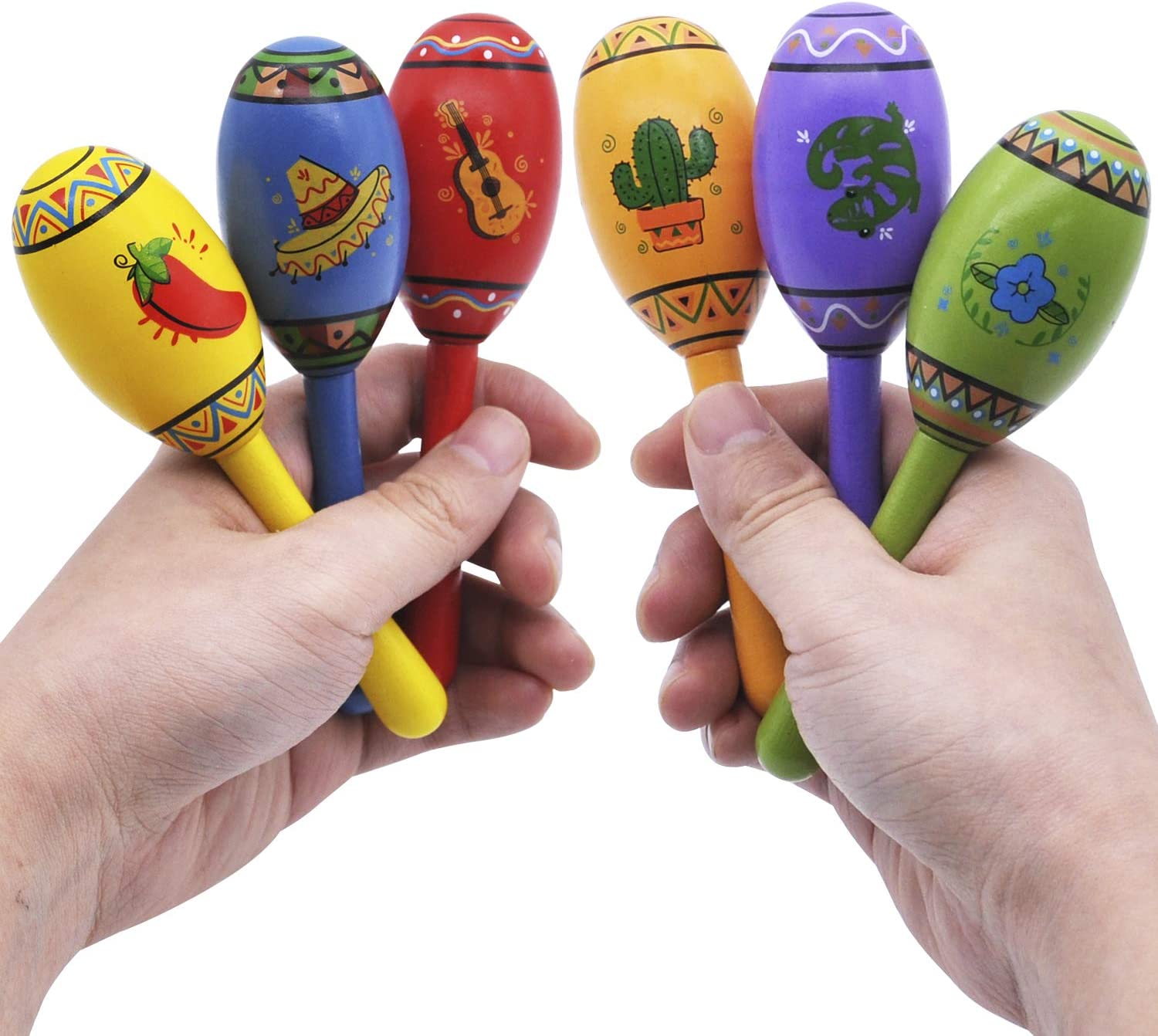 Mini Wooden Fiesta Maracas, 24 Pcs - Image 5