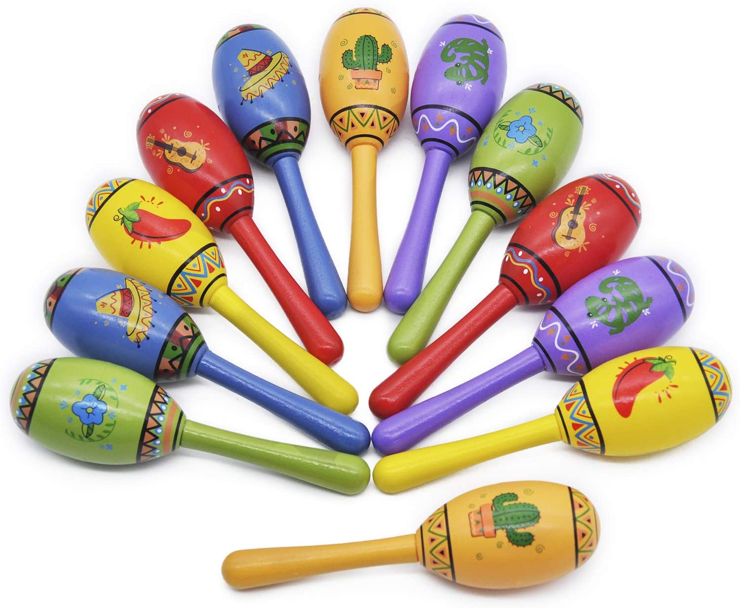Mini Wooden Fiesta Maracas, 24 Pcs - Image 6