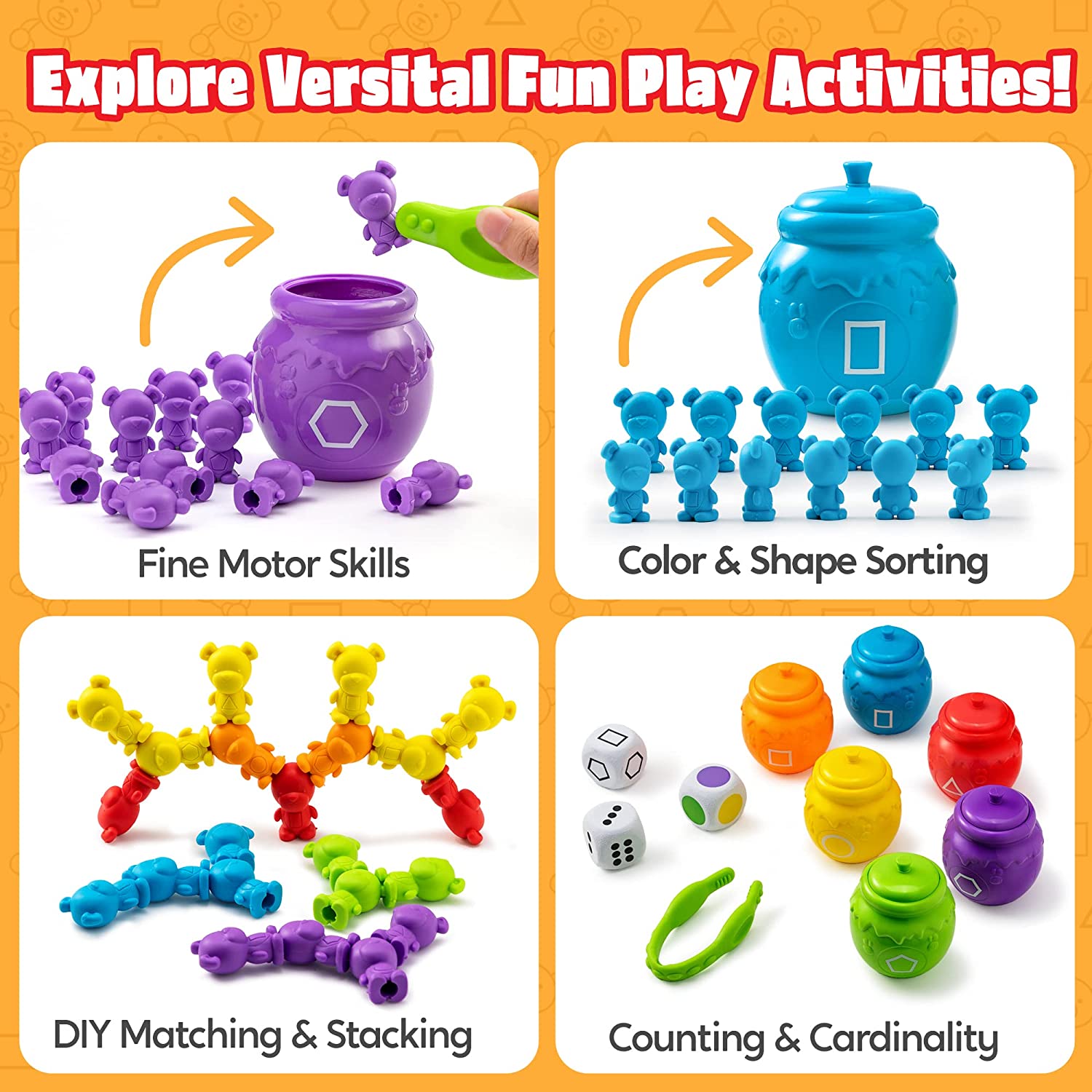 PLAY-ACT Counting and Sorting Bears Toy Set - Image 3