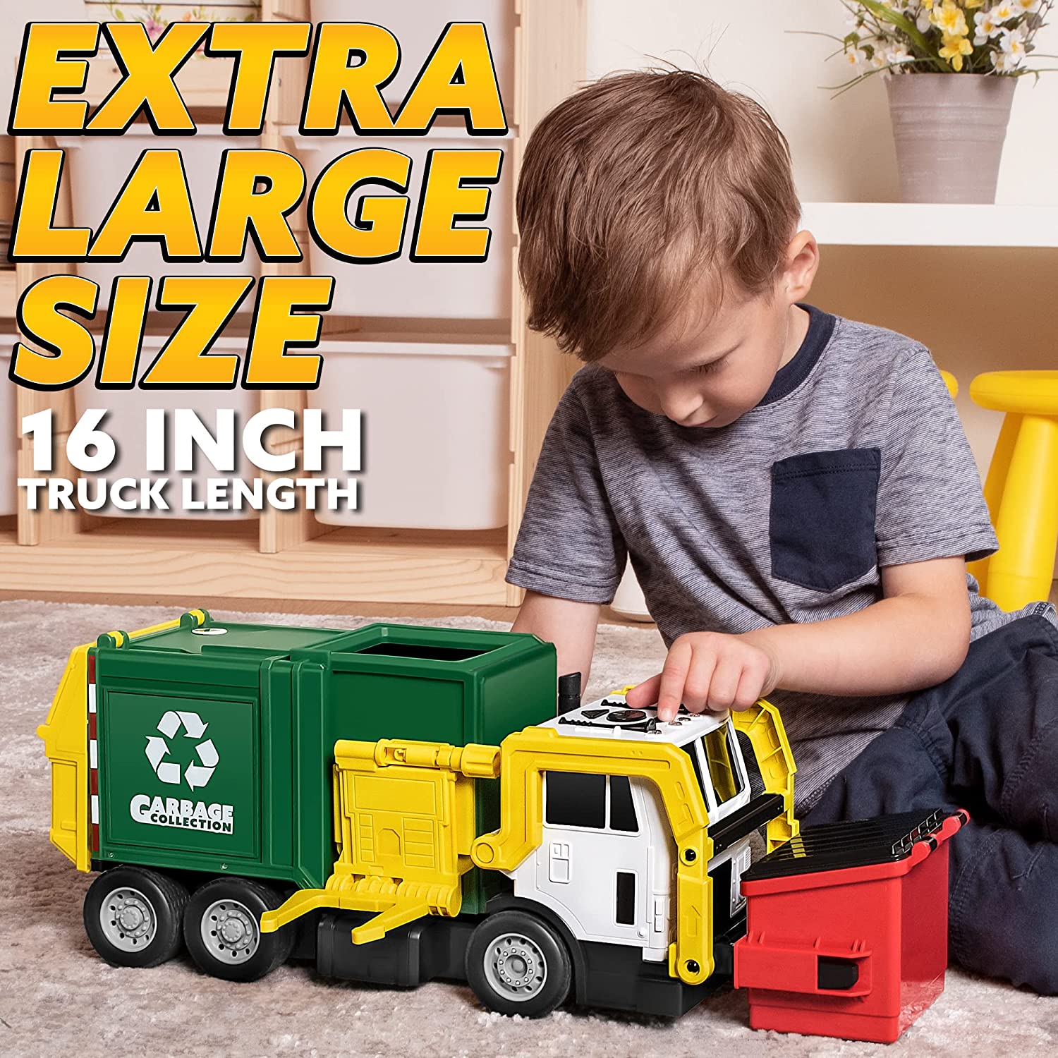PLAY-ACT Large Garbage Truck Toy - Image 2