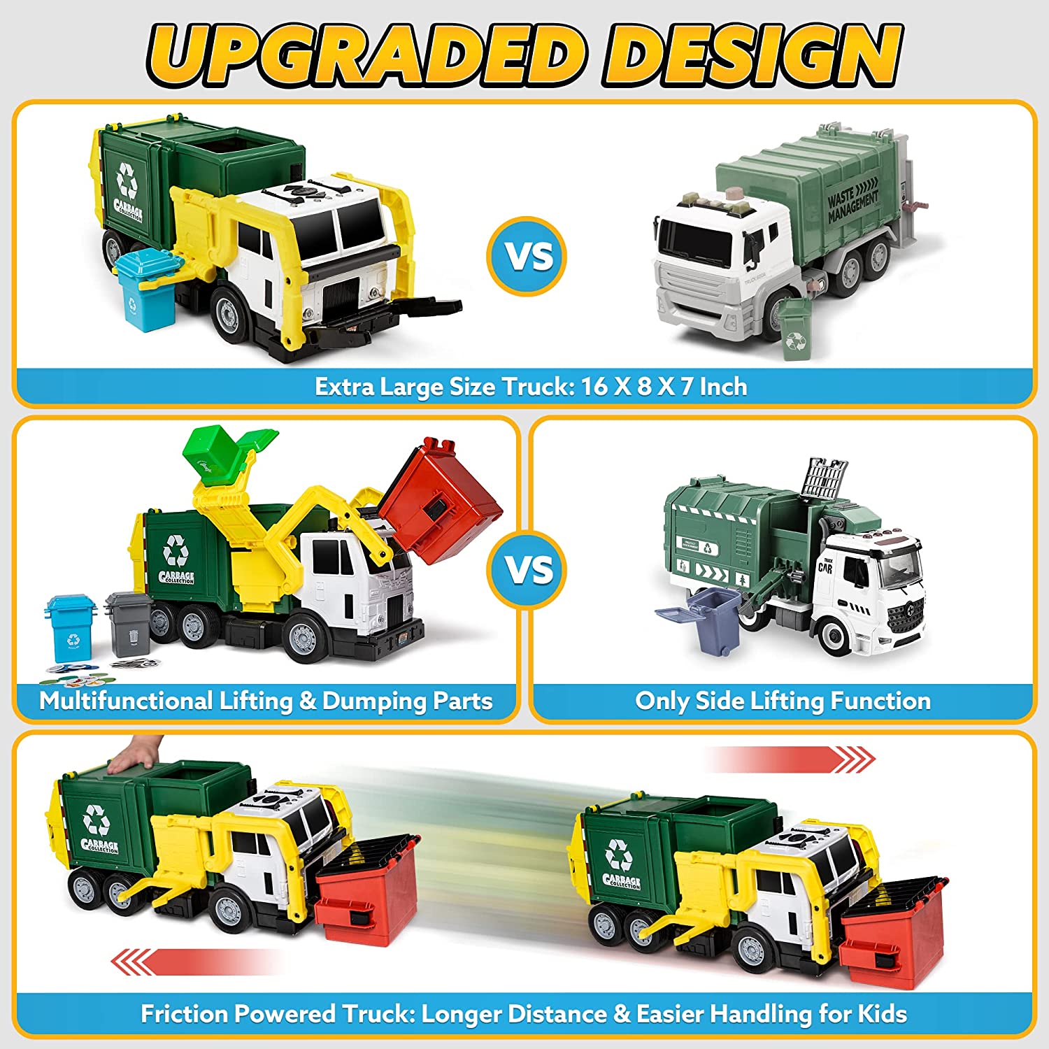 PLAY-ACT Large Garbage Truck Toy - Image 3